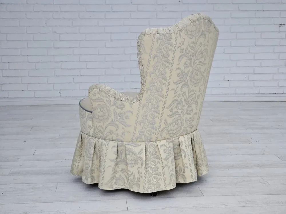 Vintage Danish Armchair with Floral Fabric, 1950s