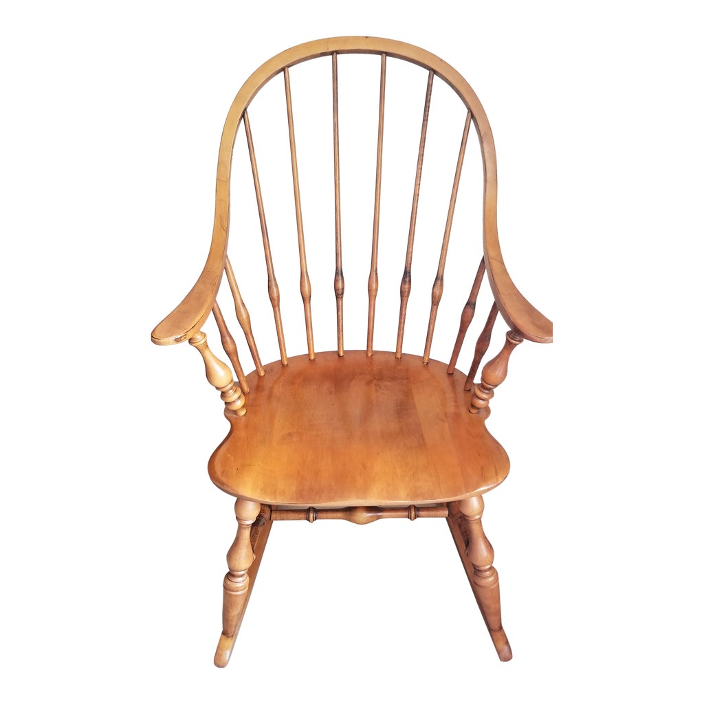 1980s Vintage Ethan Allen Heirloom Maple Rocking Chair | Chairish
