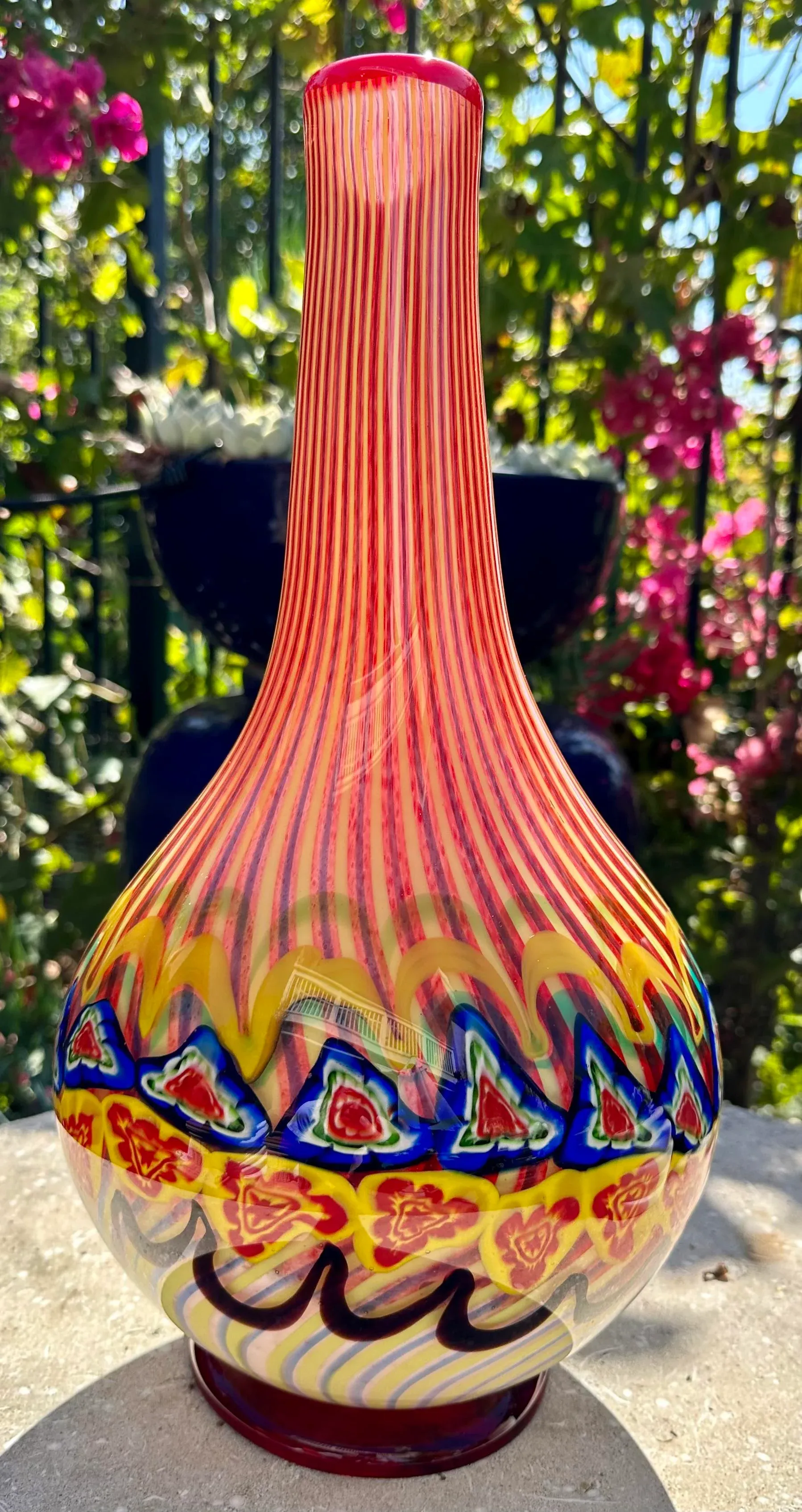 Vintage 1960's Large Multi Colored Murano Millefiori Vase | Chairish