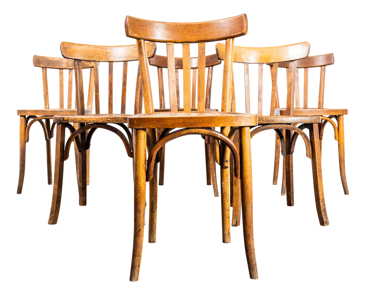 Bistro Square Edge Bentwood Dining Chairs, 1950s, Set of Chairish