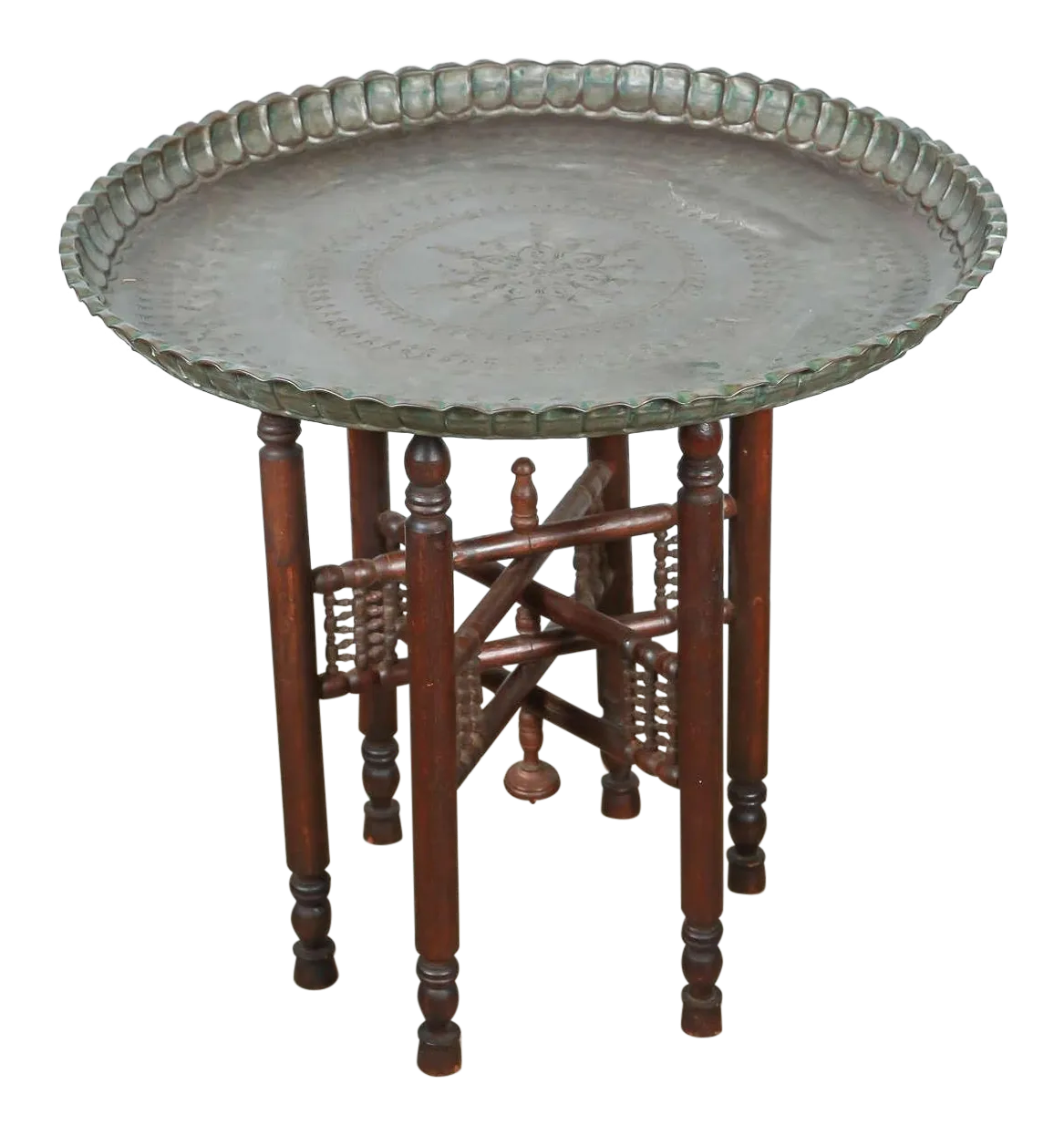 Persian Mameluke Tray Table on Wooden Folding Stand Chairish