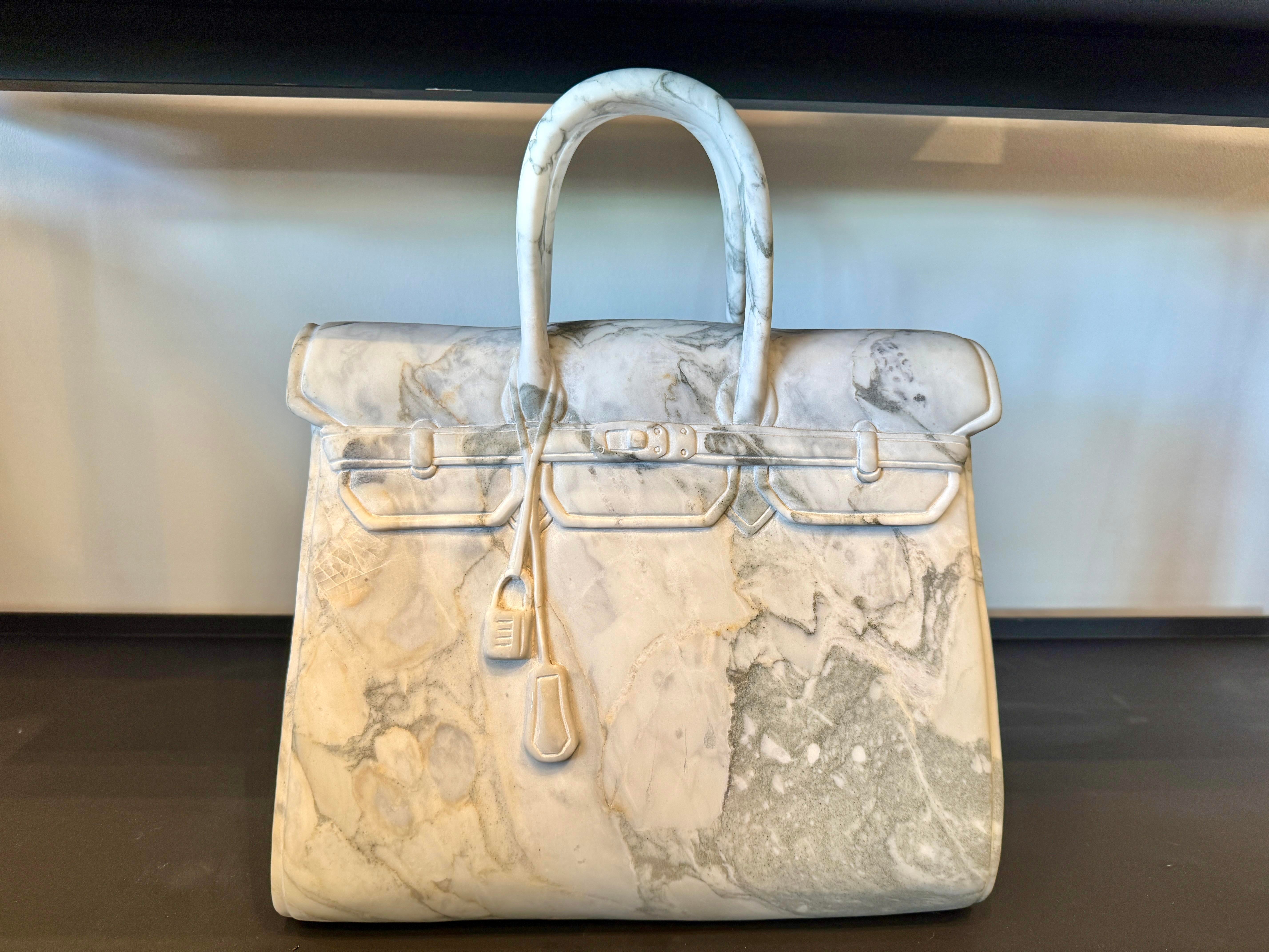 Marble Hermes Birkin Bag Sculpture in Carrara Marble Chairish