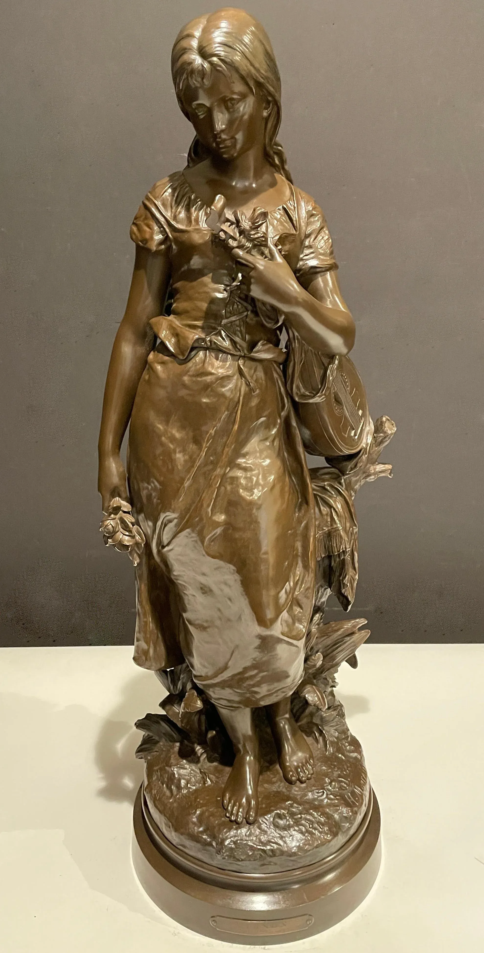 Late 19th Century Bronze Young Girl By Hippolyte Francois Moreau