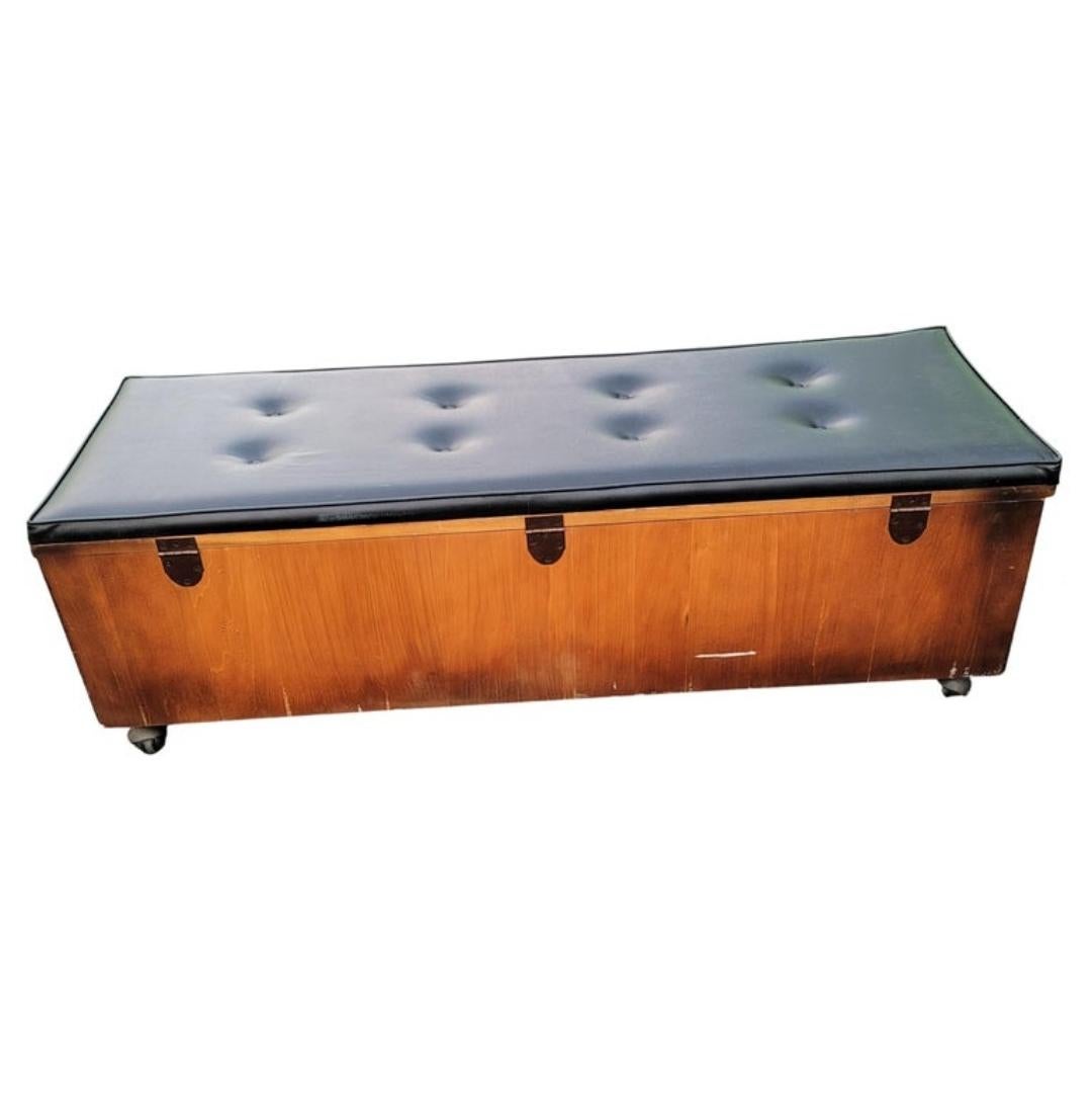 Mid Century Lane Cedar Walnut Hope Chest Bench With Tufted