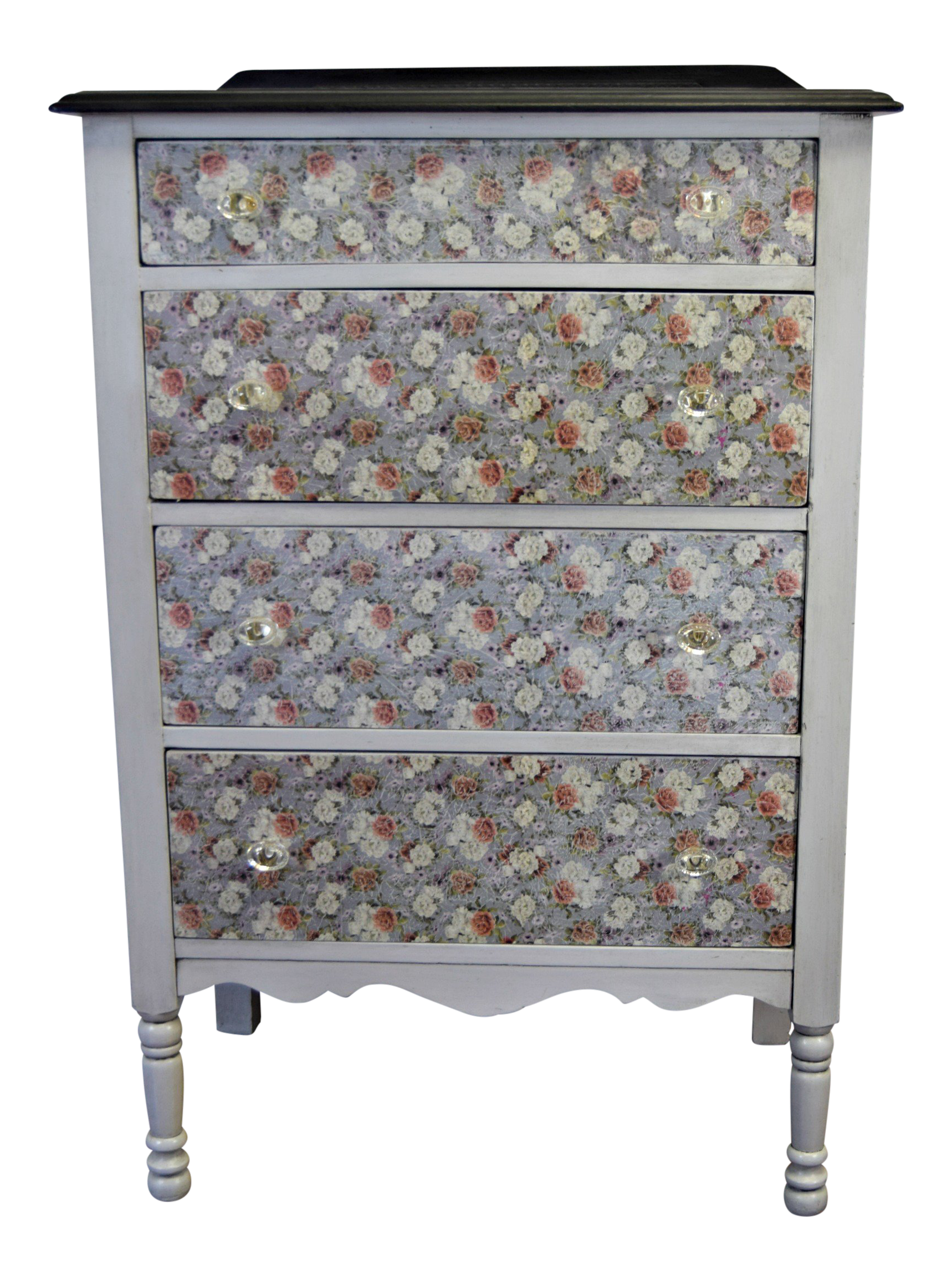 Mid 20th Century Vintage Dresser Painted Gray With Secretary Desk