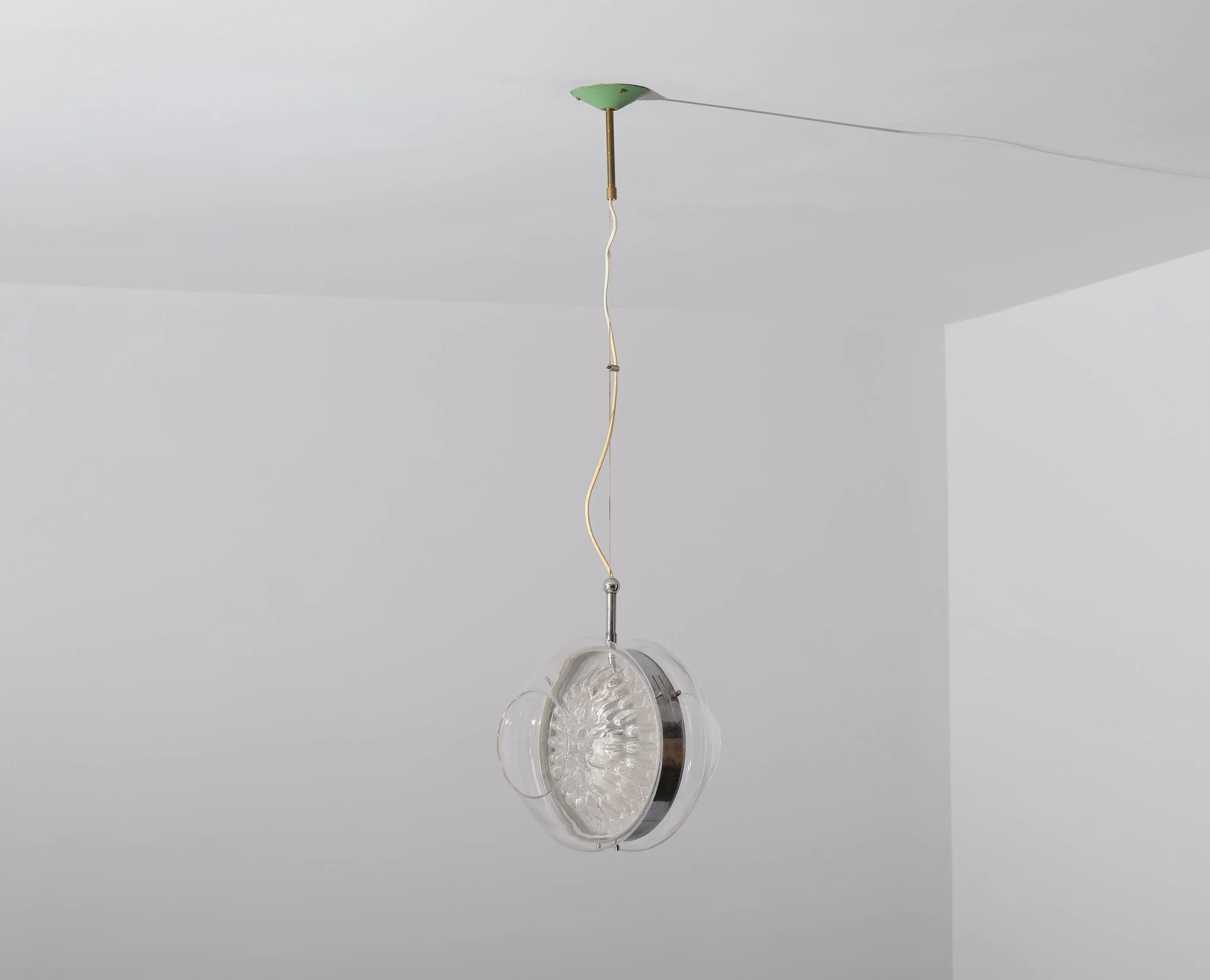 Italian Pendant Lamp in Murano Glass and Brass, 1960s