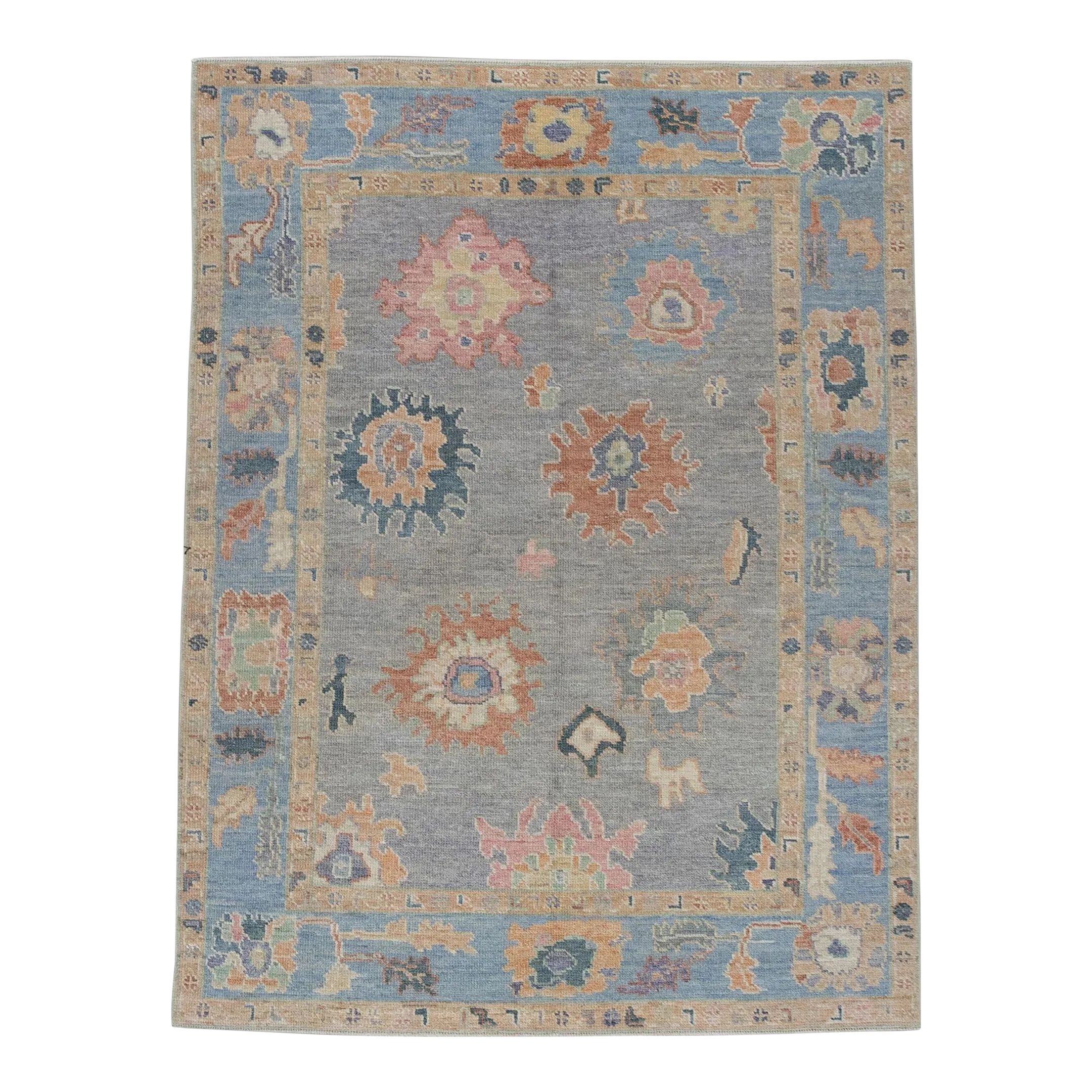 acohug＊ Oushak rug メダリオン　トルコラグ　86×58 Modern Turkish Oushak Rug 5' x 6'11