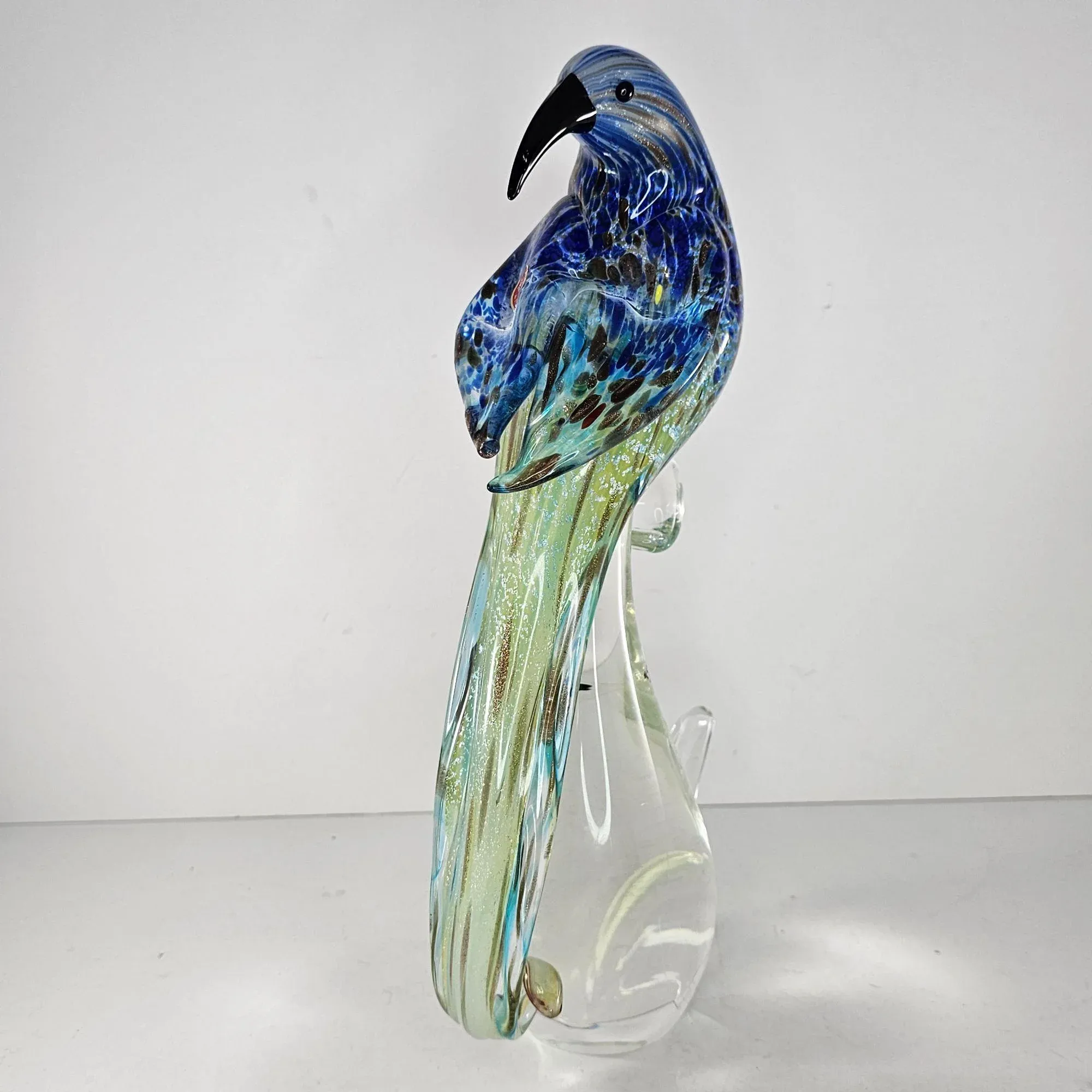 Mid 20th Century Formia Vetri Di Murano Italy Bird Blue Green
