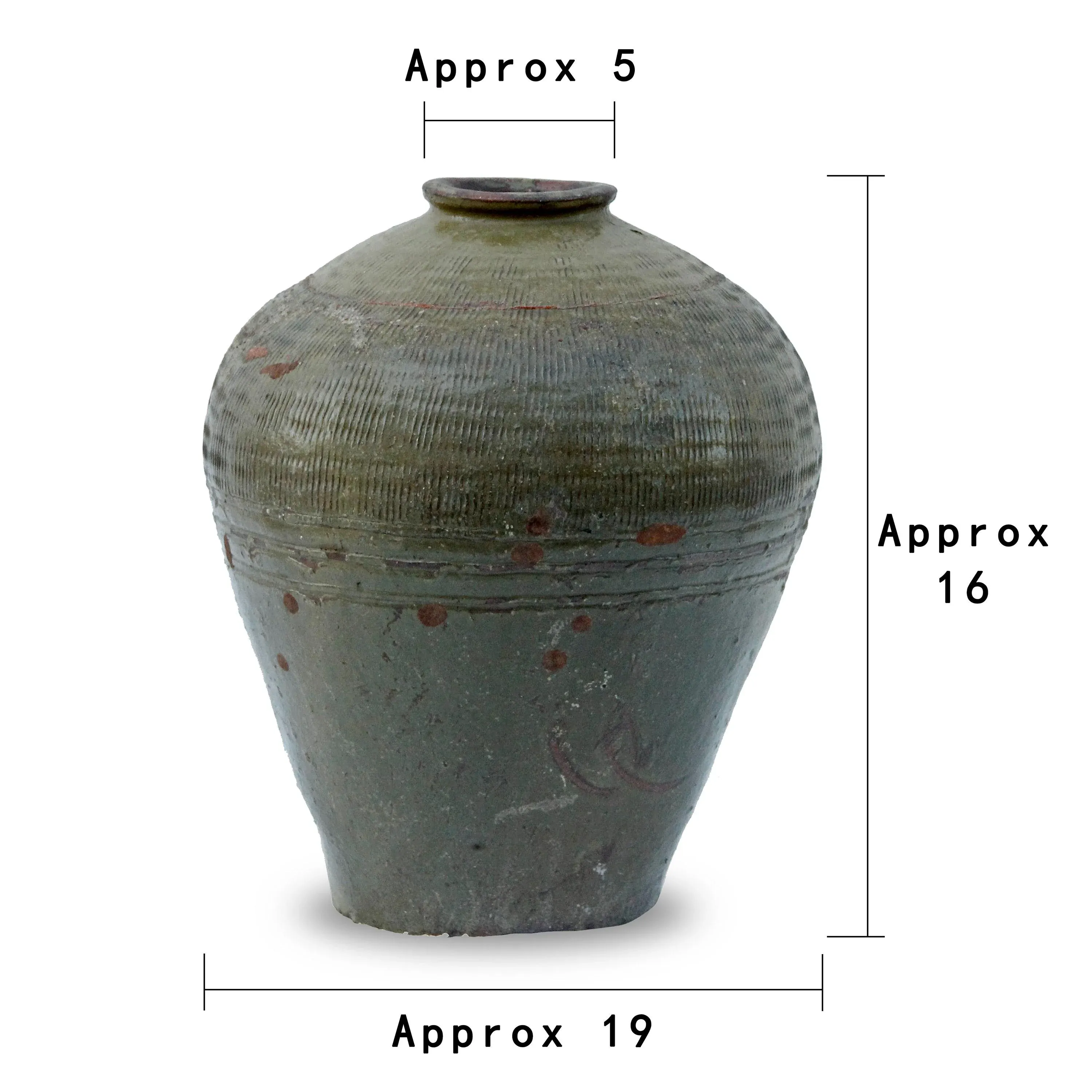 Early 20th Century Vintage Olive Green Porcelain Vase
