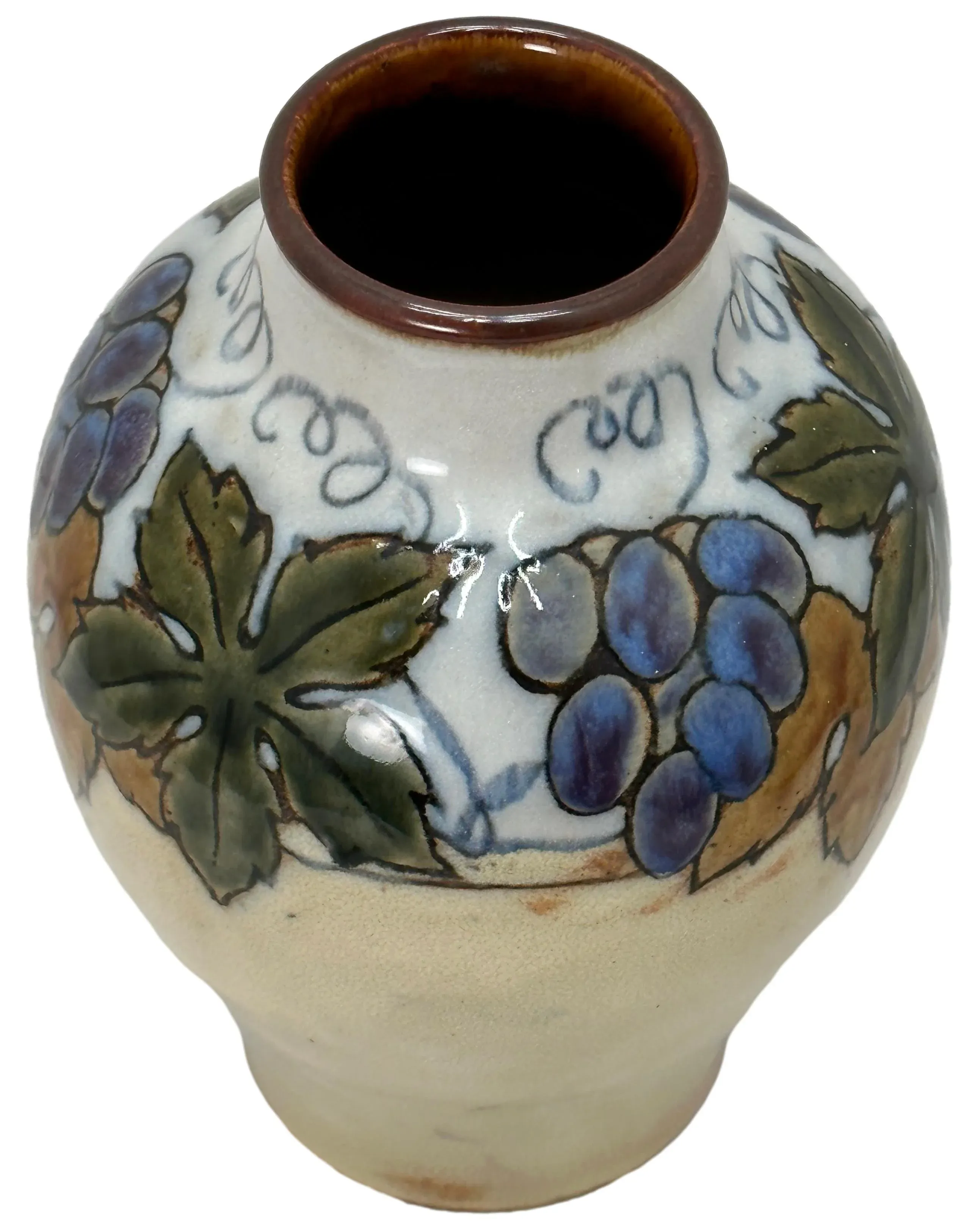 Vintage Royal Doulton Lambeth England Hand Decorated Arts & Crafts Pottery Vase Circa 1920s to 1930s
