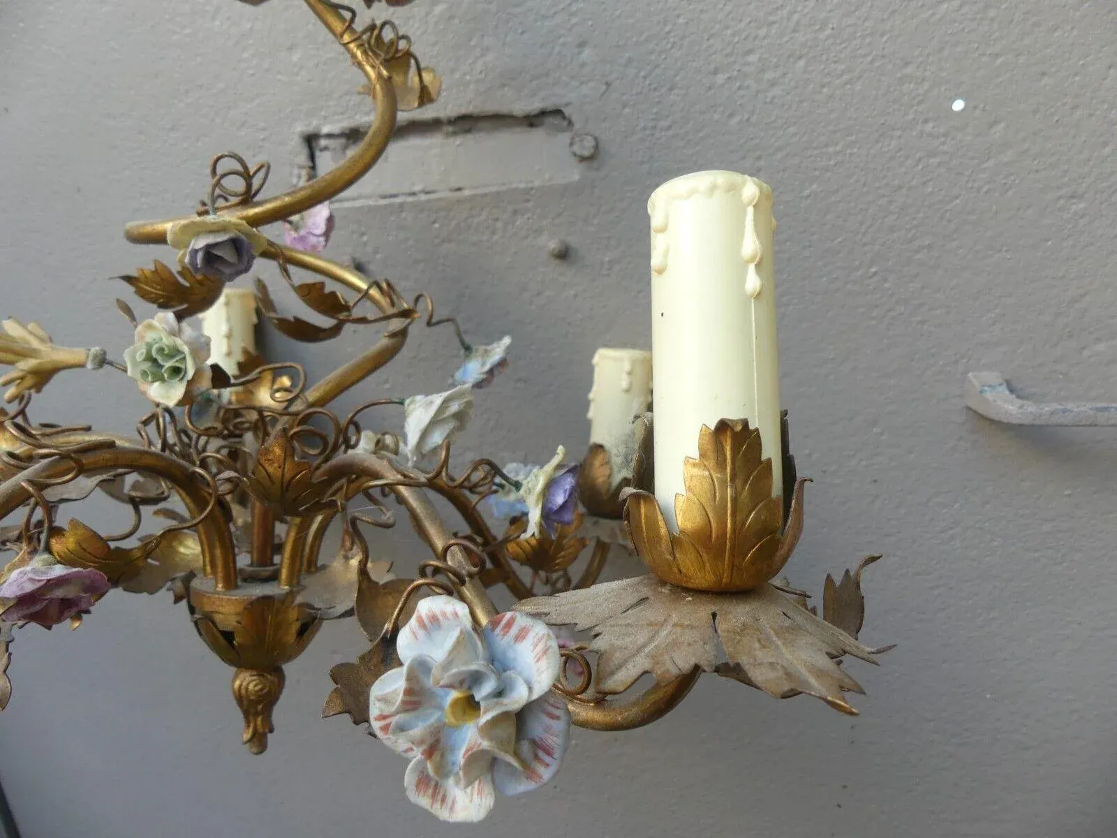 19thc French Louis XVI Floral Form/ Porcelain Saxe/ Ormolu