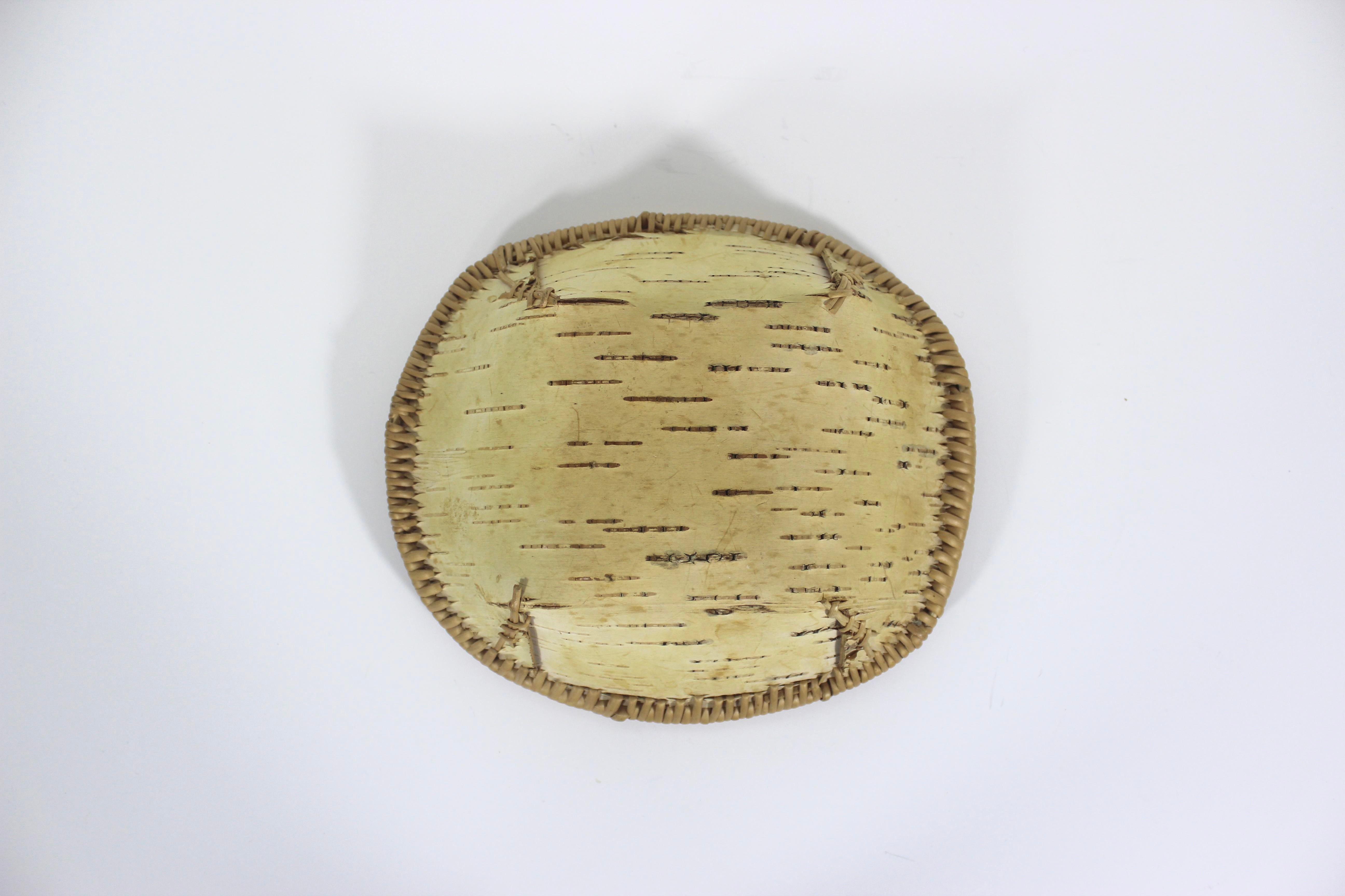 Vintage Birch Bark Bowl or Basket, Handmade, Hand Stitched, Fruit Bowl, Holiday Decor, Shelf Styling Staging, Natural, Cabin Style, Scandi