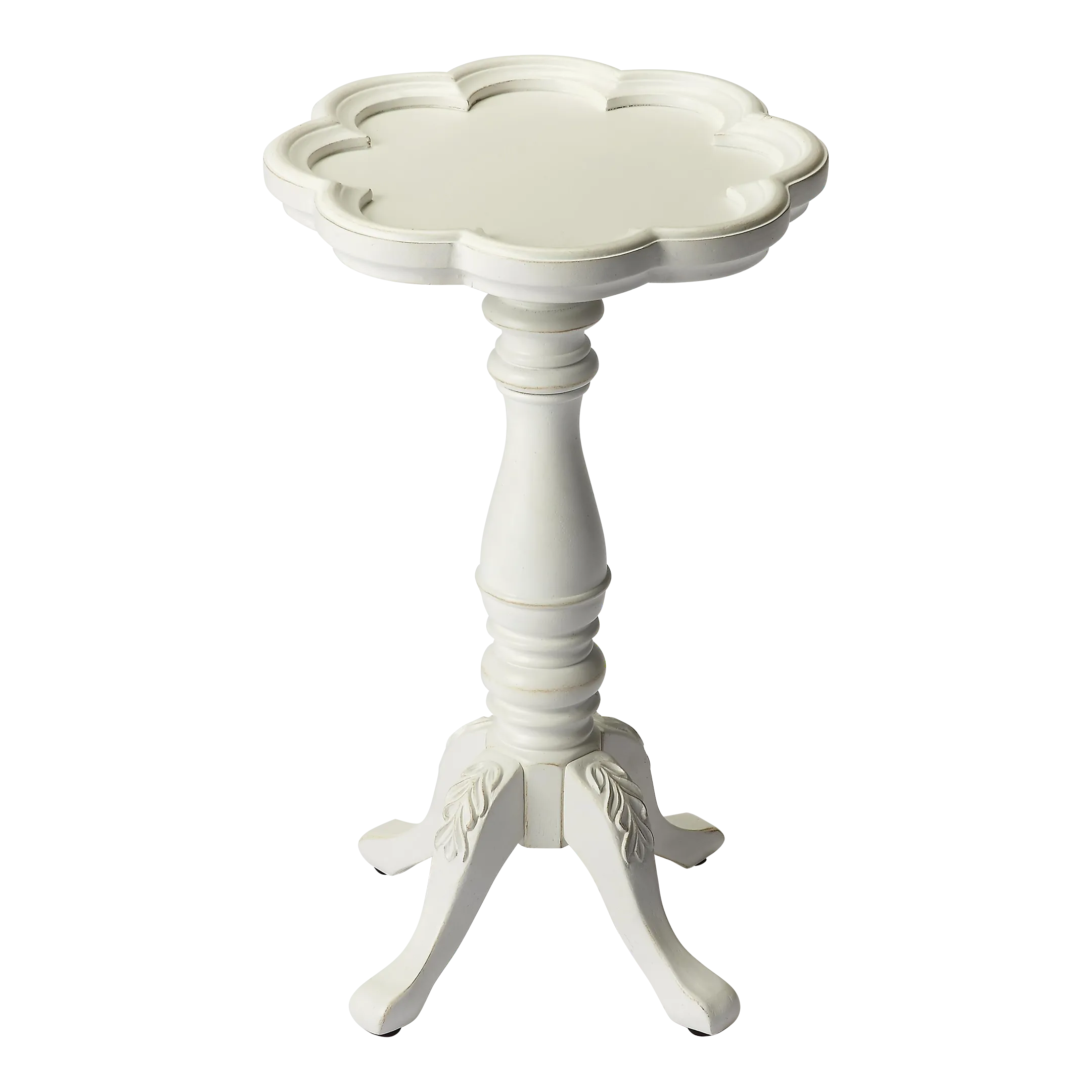Whitman Scalloped Edge Accent Table, White Chairish
