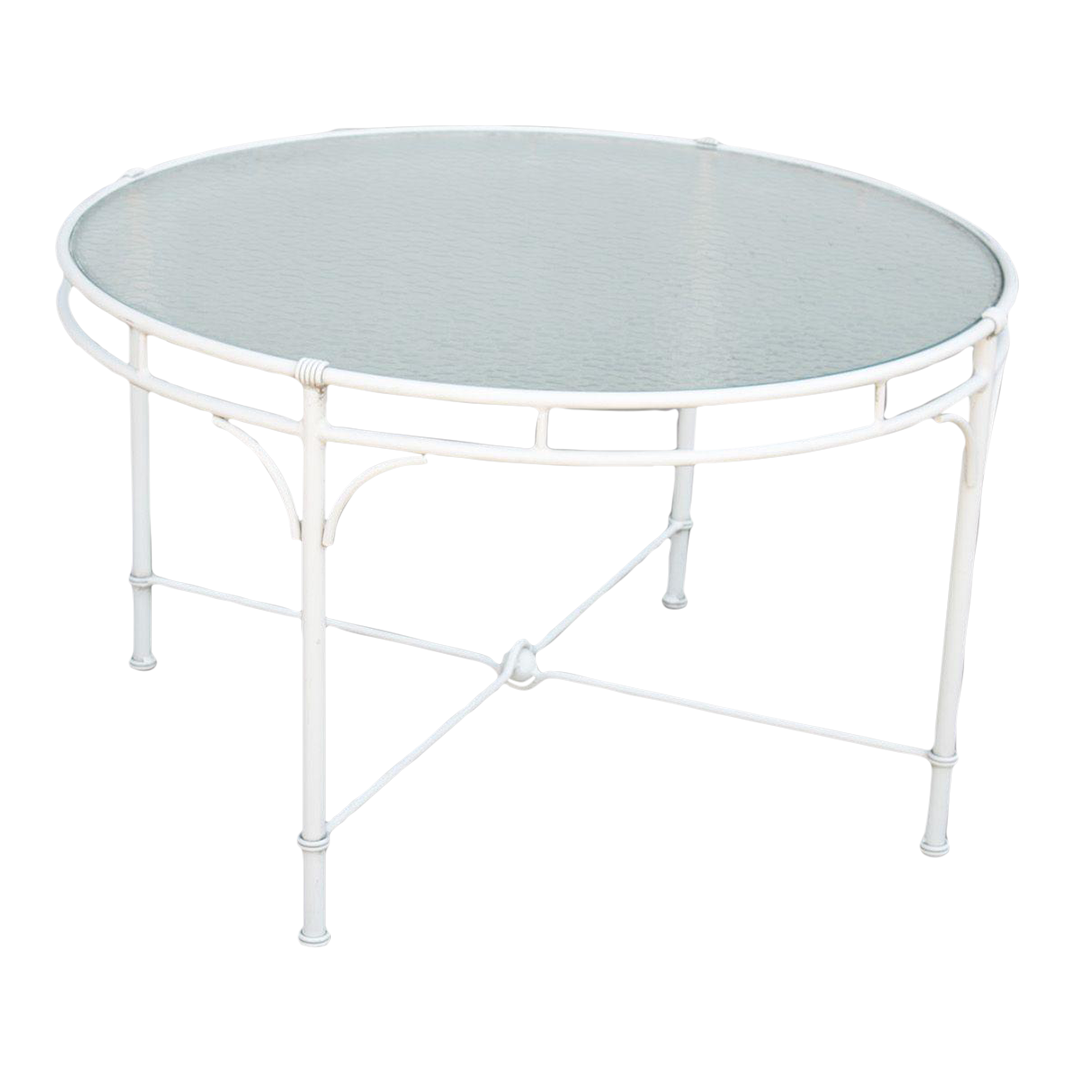 Vintage Brown Jordan Aluminum and Glass Round Patio Dining Table Chairish