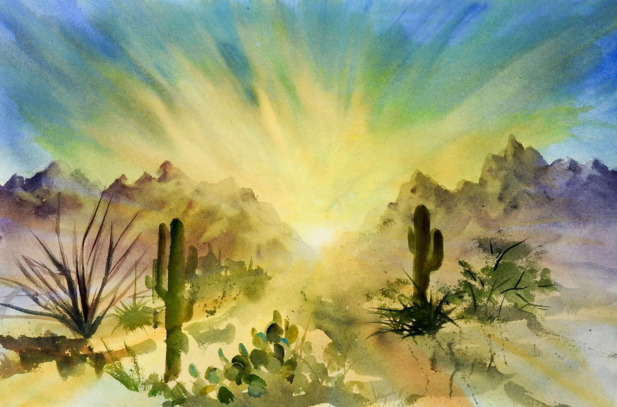 Desert Sunrise Watercolor Painting Chairish