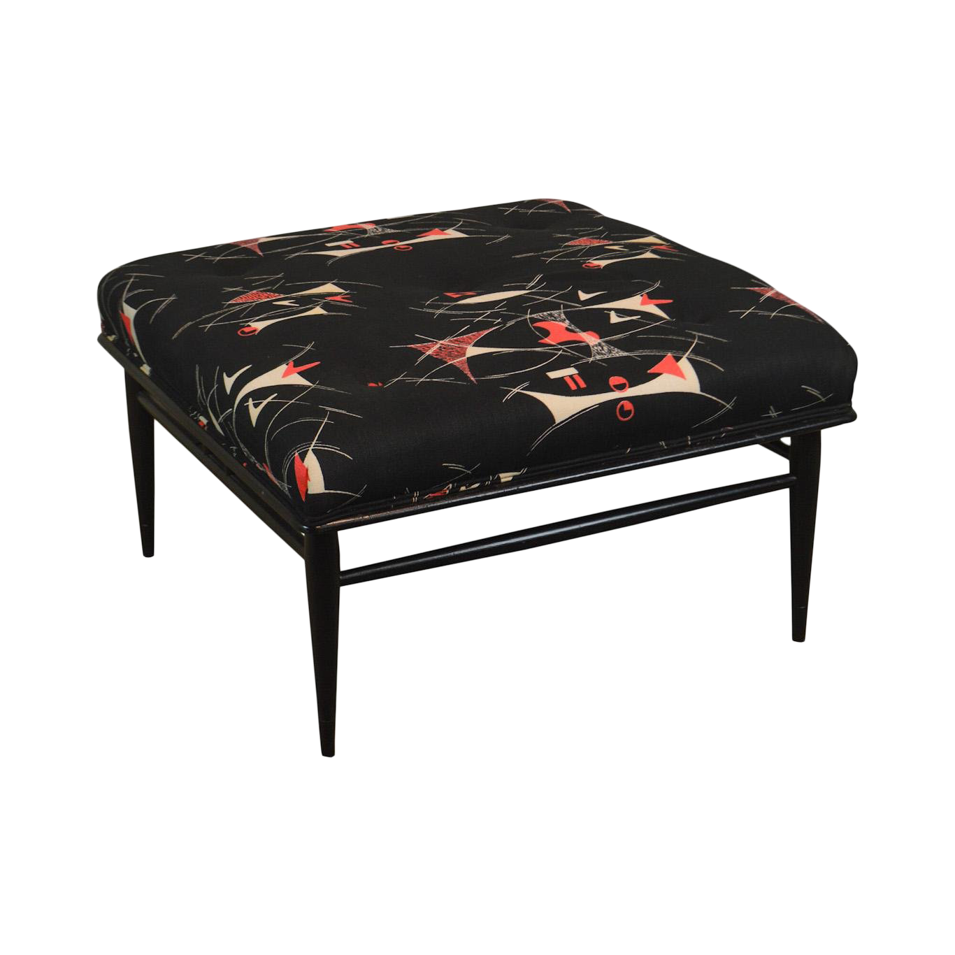 Mid Century Modern 32" Square Black Ottoman Chairish