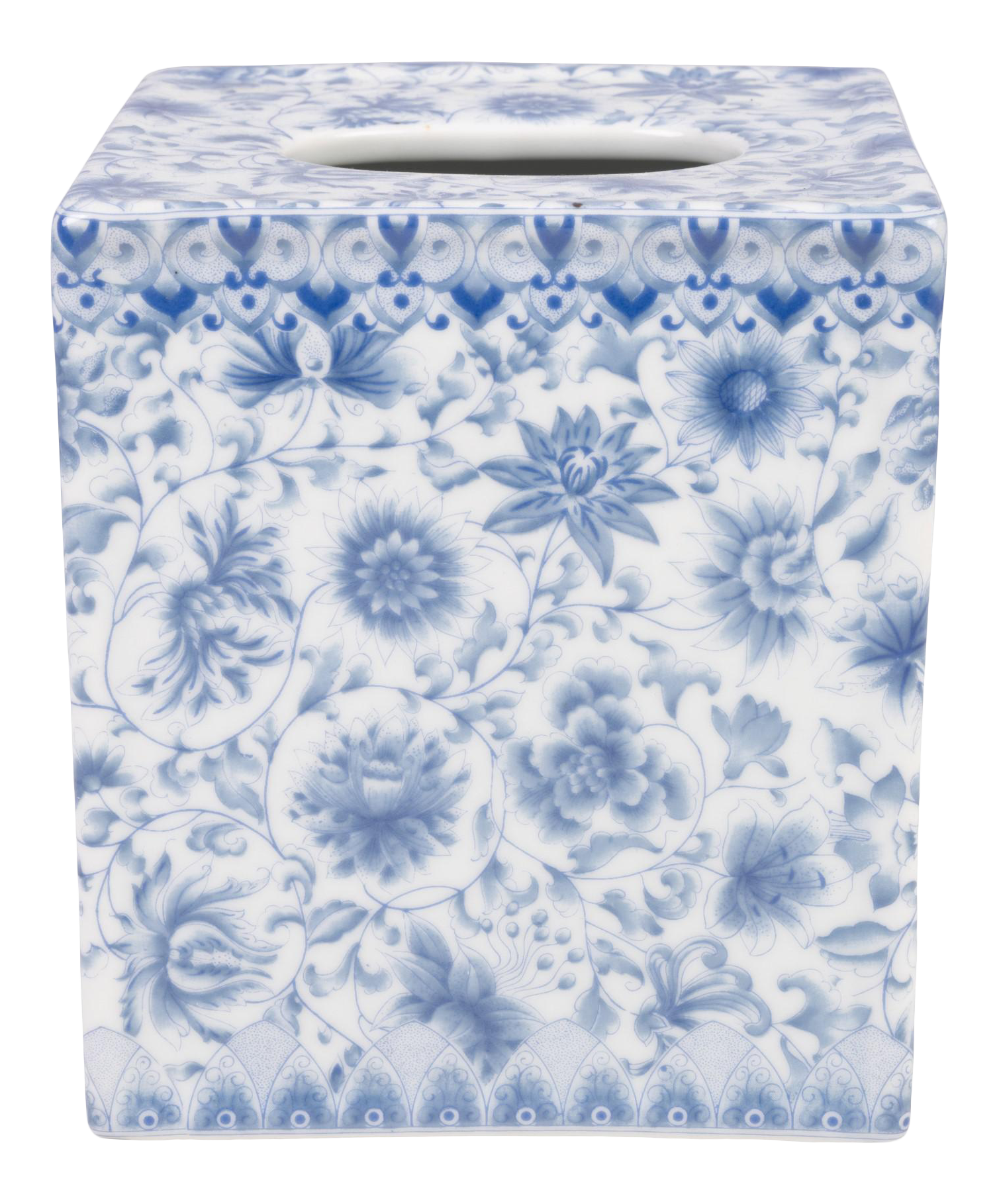 Blue And White Floral Theme Porcelain Tissue Box Holder Chairish