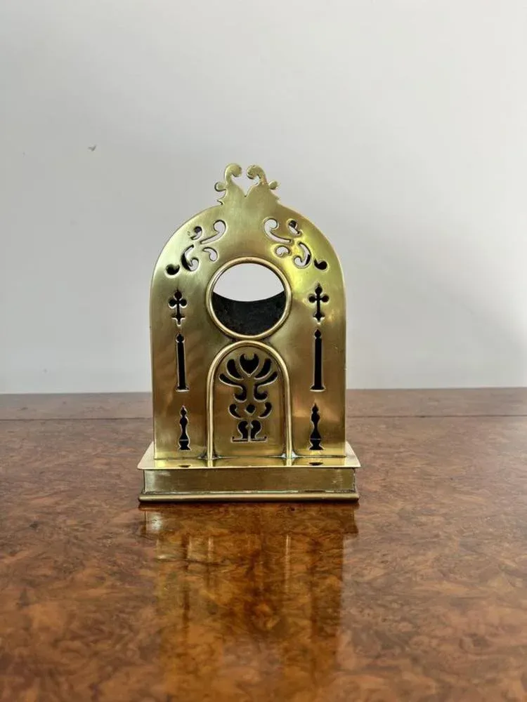 Edwardian Brass Pocket Watch Holder, 1900s