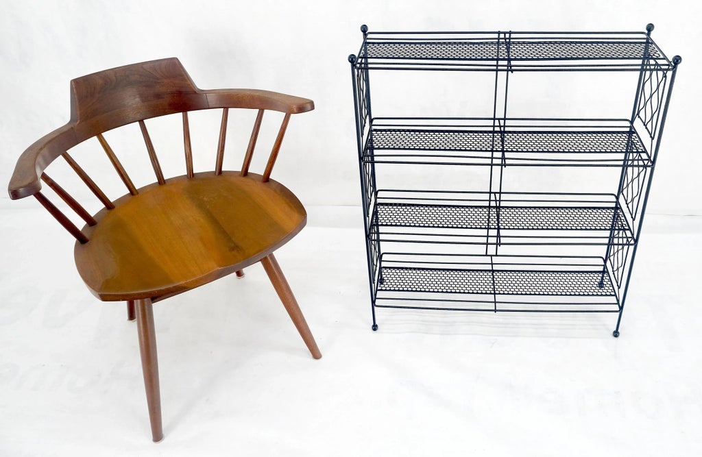 Vintage Mid Century Modern Wire Rack Shelf Unit Ball Finials Tony Paul