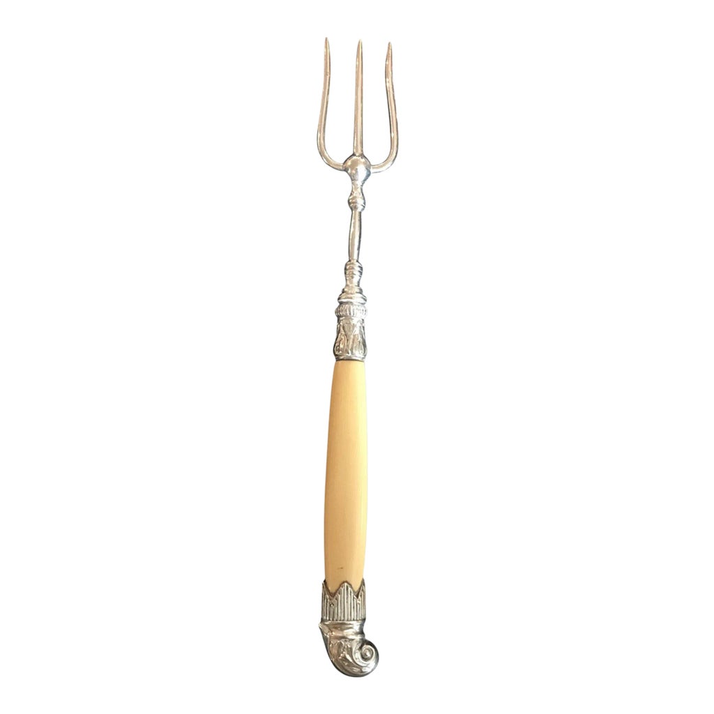 Late 19th Century British Silver Bread Fork | Chairish