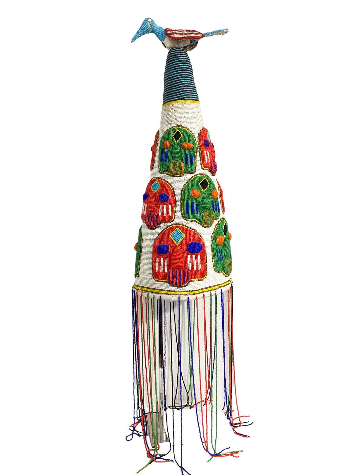 Vintage African Yoruba Beaded King Crown 23.5