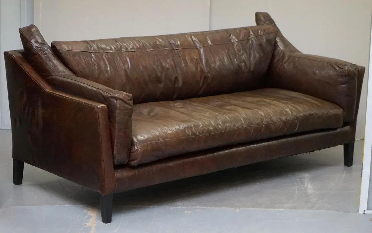 Vintage Brown Leather Sofa