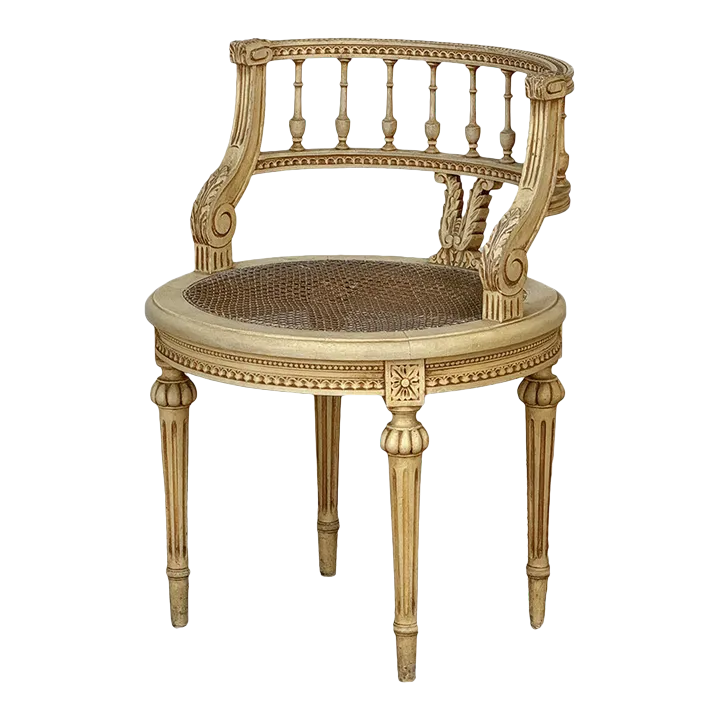 Antique French Louis XVI Painted Vanity Chair With Cane Chairish