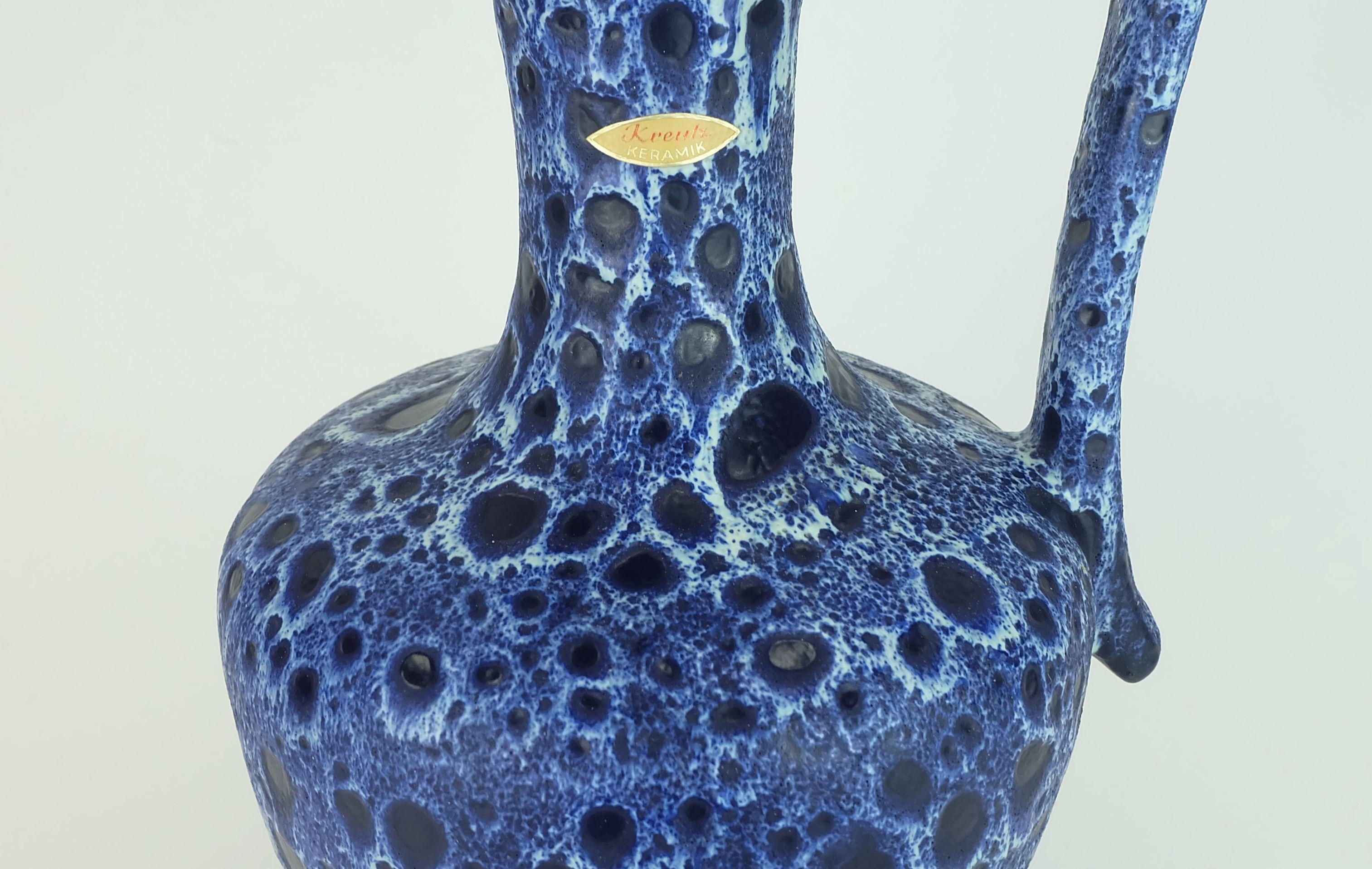 Large Model 228 Vase Jug in Blue Fat Lava Drip Glaze from