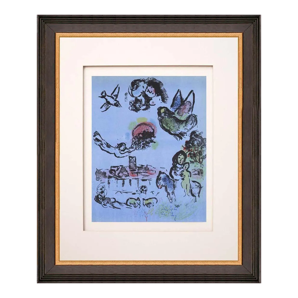 Marc Chagall Original Lithograph Nocturne at Vence 1963 Framed