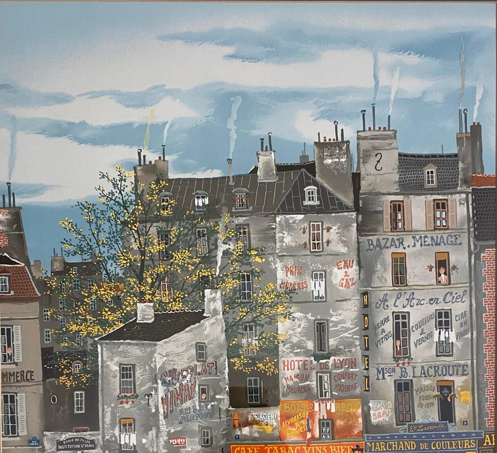Michel Delacroix Lithograph French Cityscape & Figurative Parisian