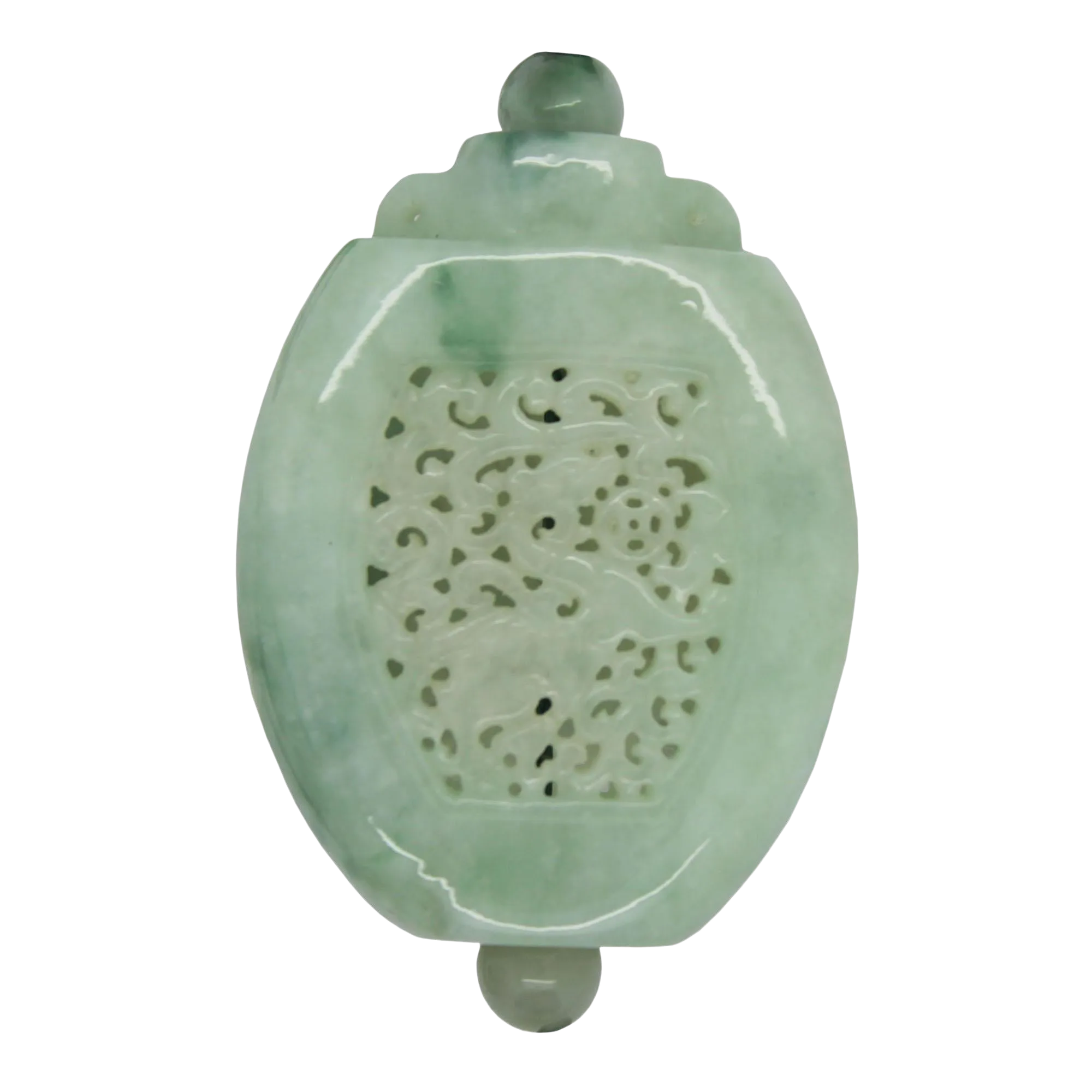White Green Oval Jade Necklace Pendant With Dragon Chasing Money Lucky Ball Chairish