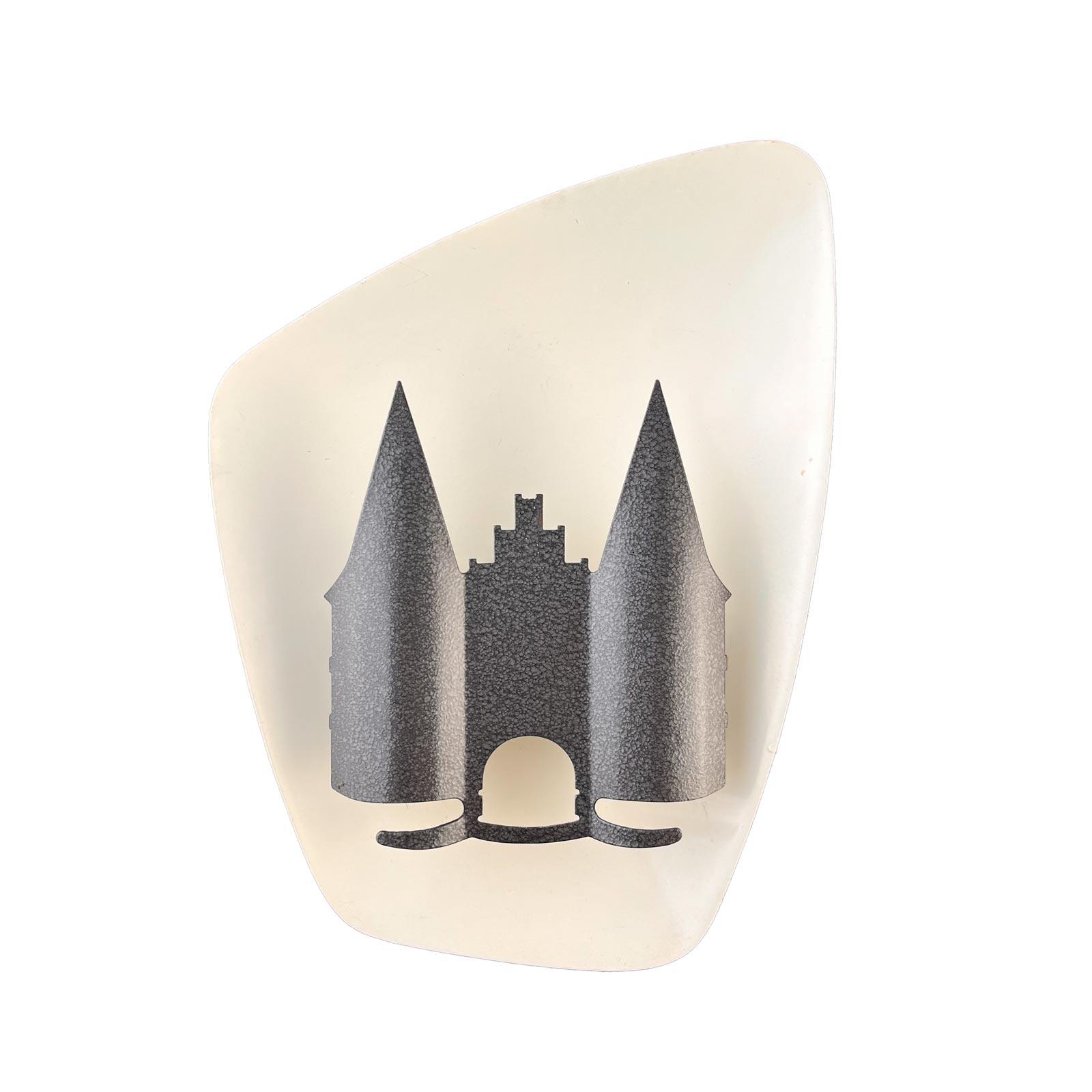 Mid-Century Metal Wall Lamp featuring the Holstentor Gate in the Hanseatic City of Lübeck, Germany, 1950s