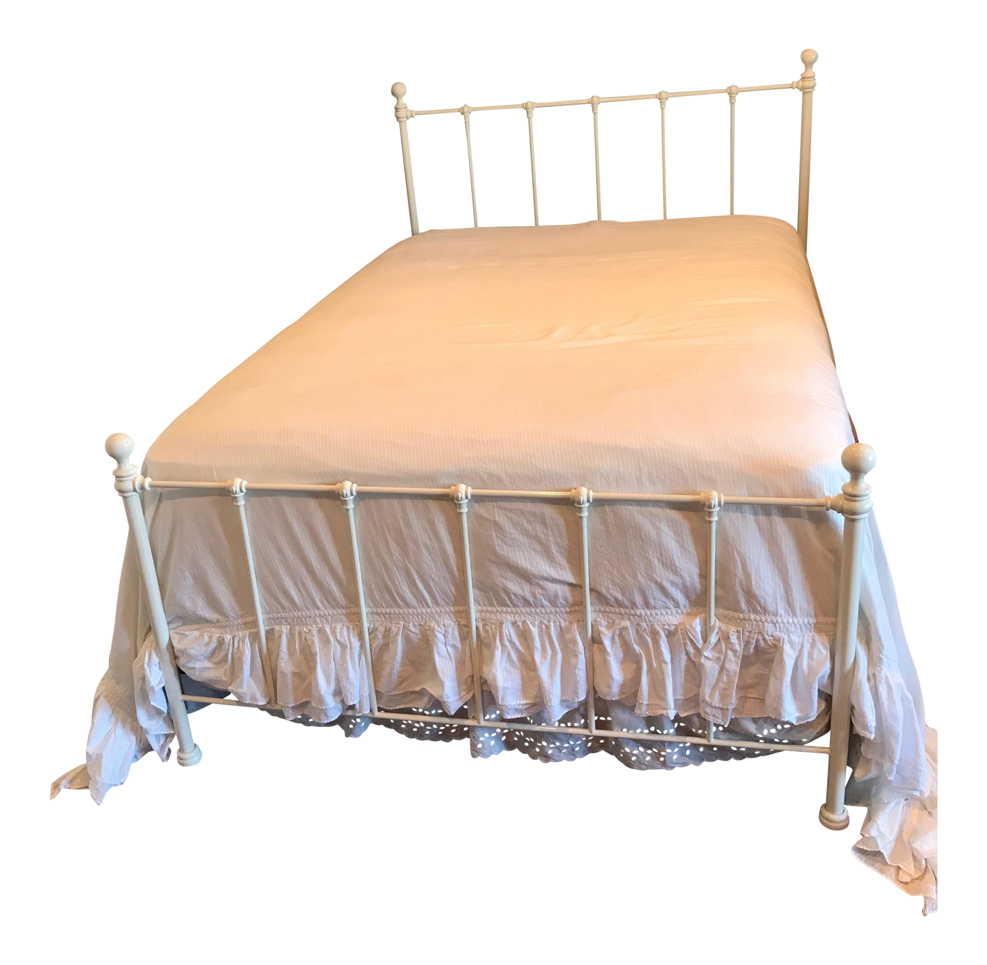 White Rod Iron Full Size Bed With Headboard And Footboard Chairish
