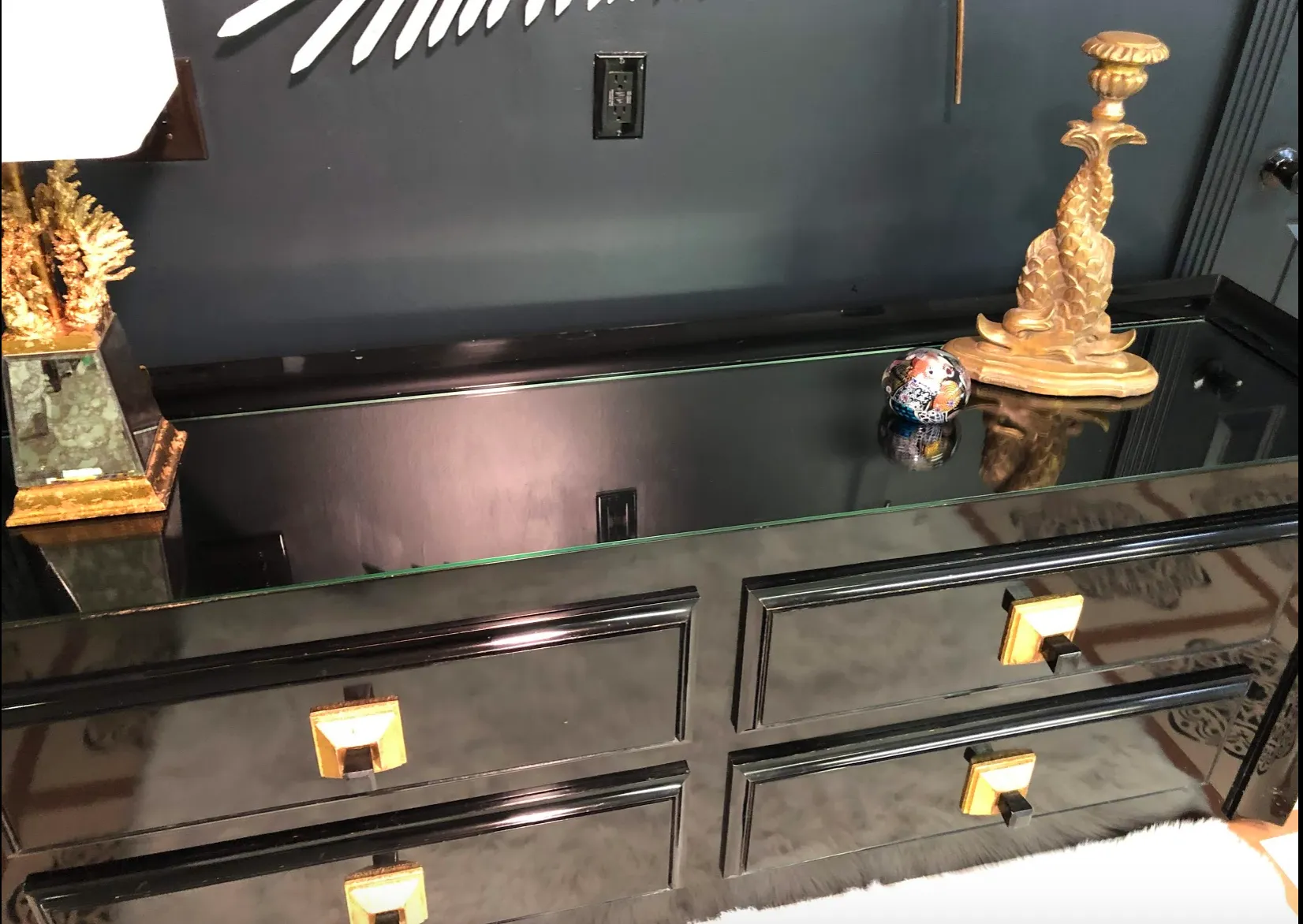 Mid-Century Modern James Mont Signed Black Lacquer Dresser