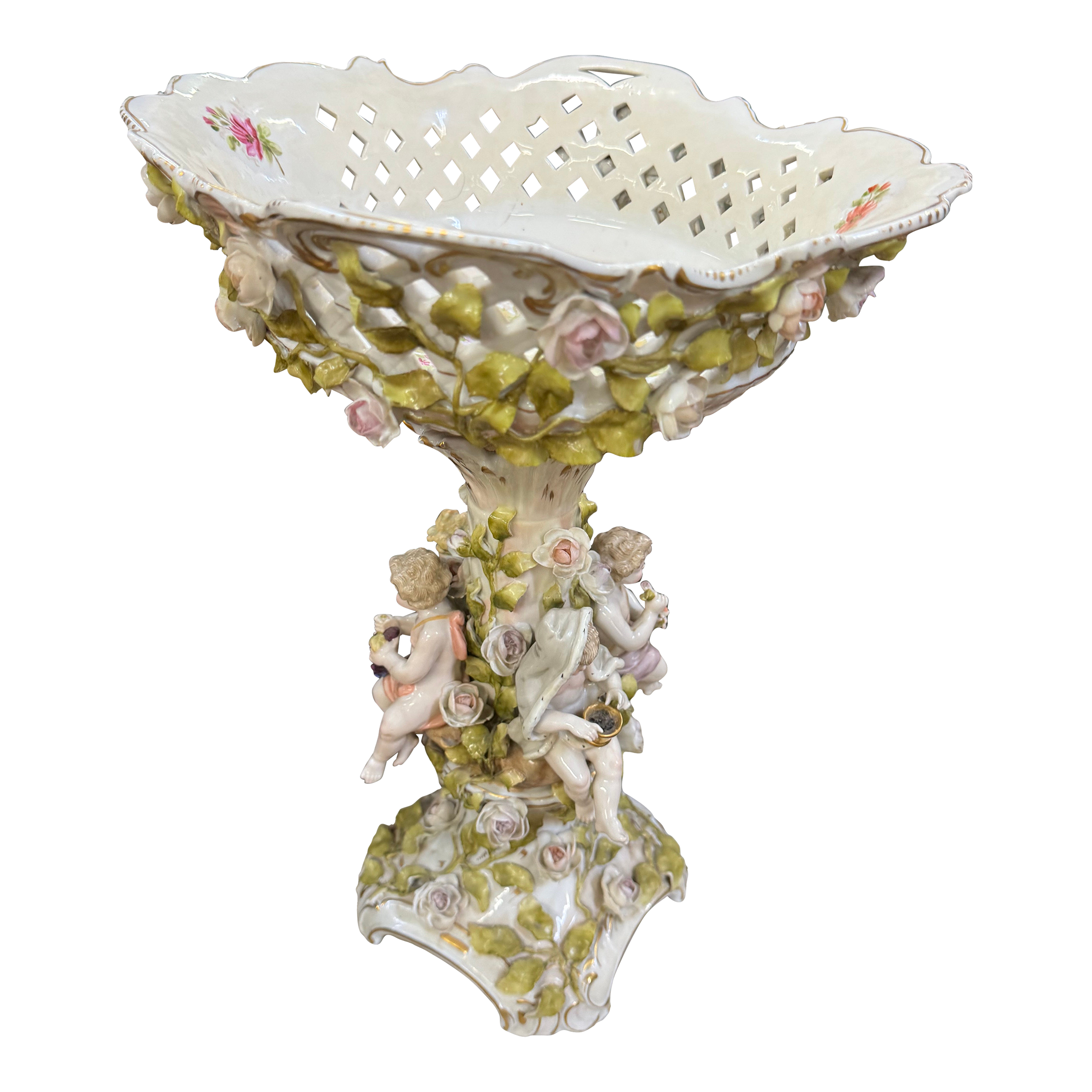 Antique German Von Schierholz Porcelain Figurine Centerpiece