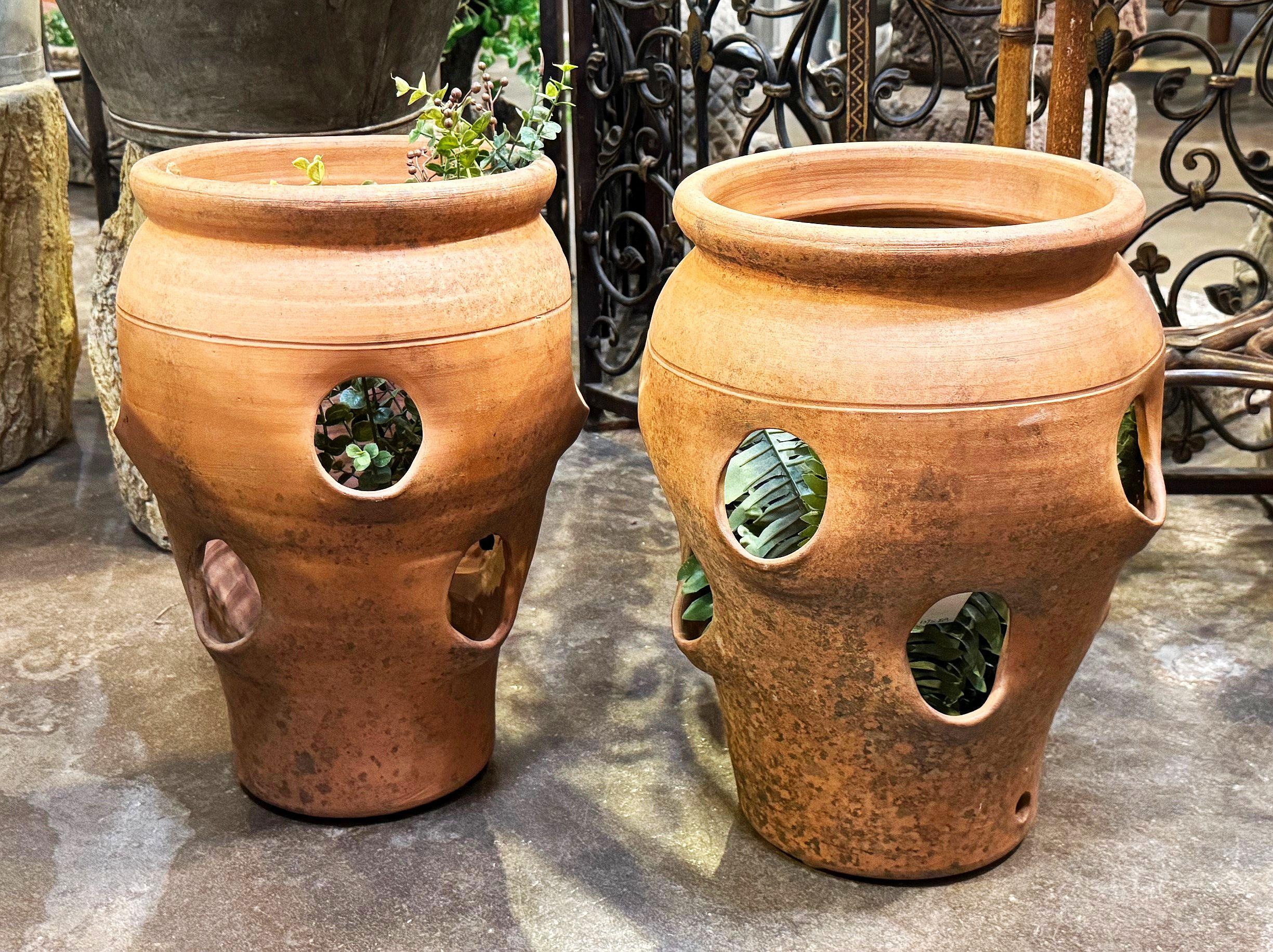 English Strawberry Planter Pots of Terracotta - Two Available
