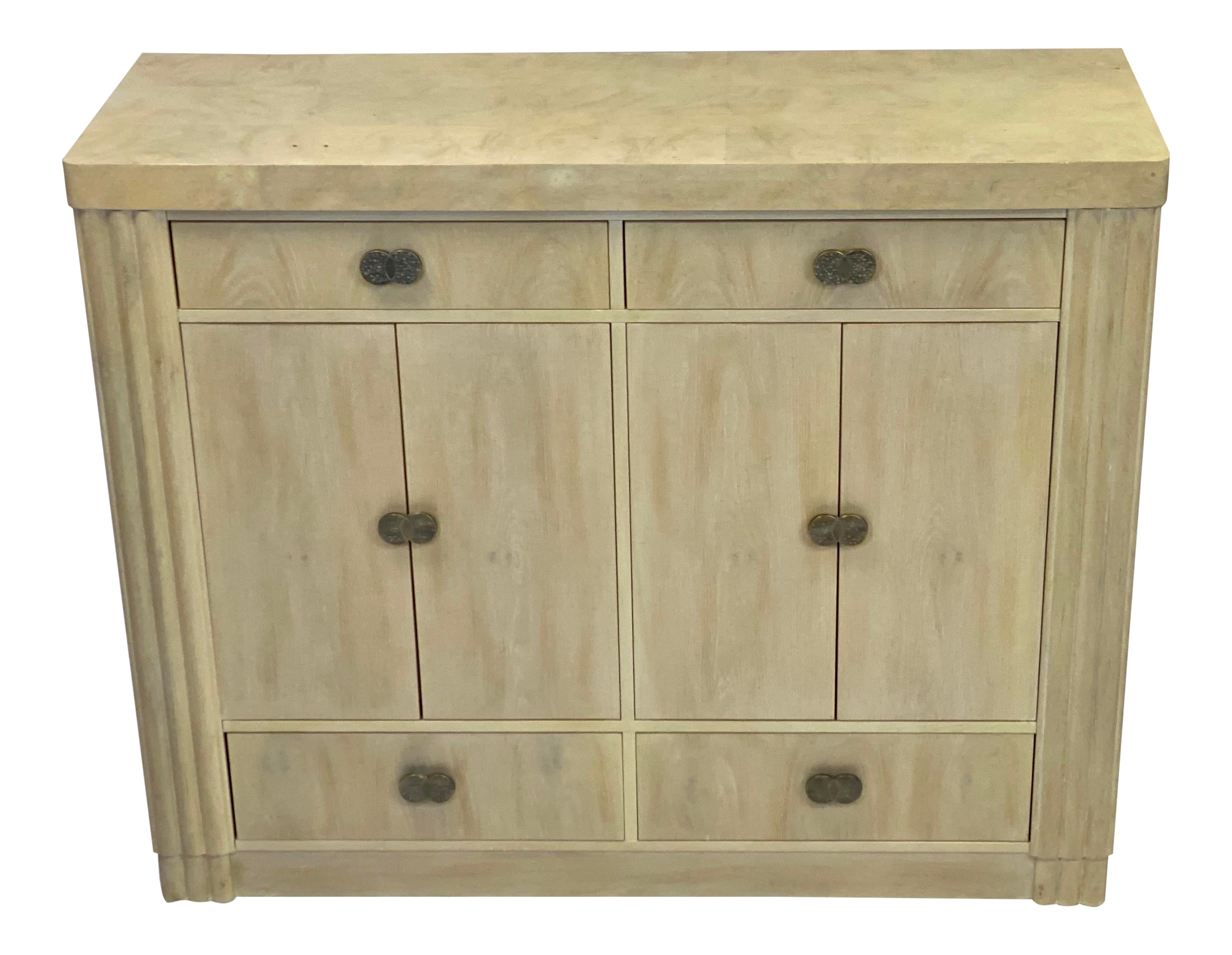 Art Deco Hickory White Pickled Oak Cabinet Chairish