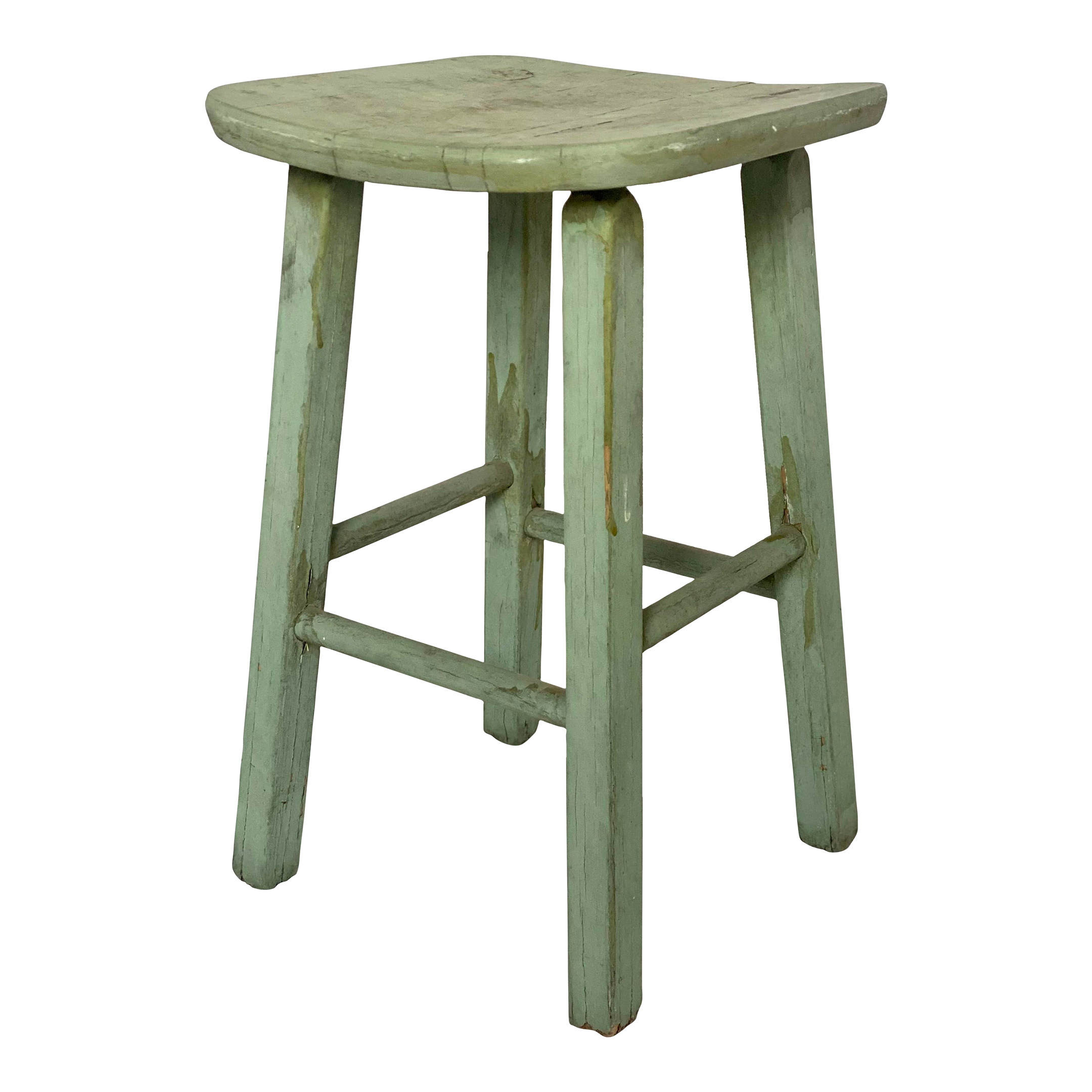 Vintage Wooden | 1950s Painted Stool Turquoise Chairish Green