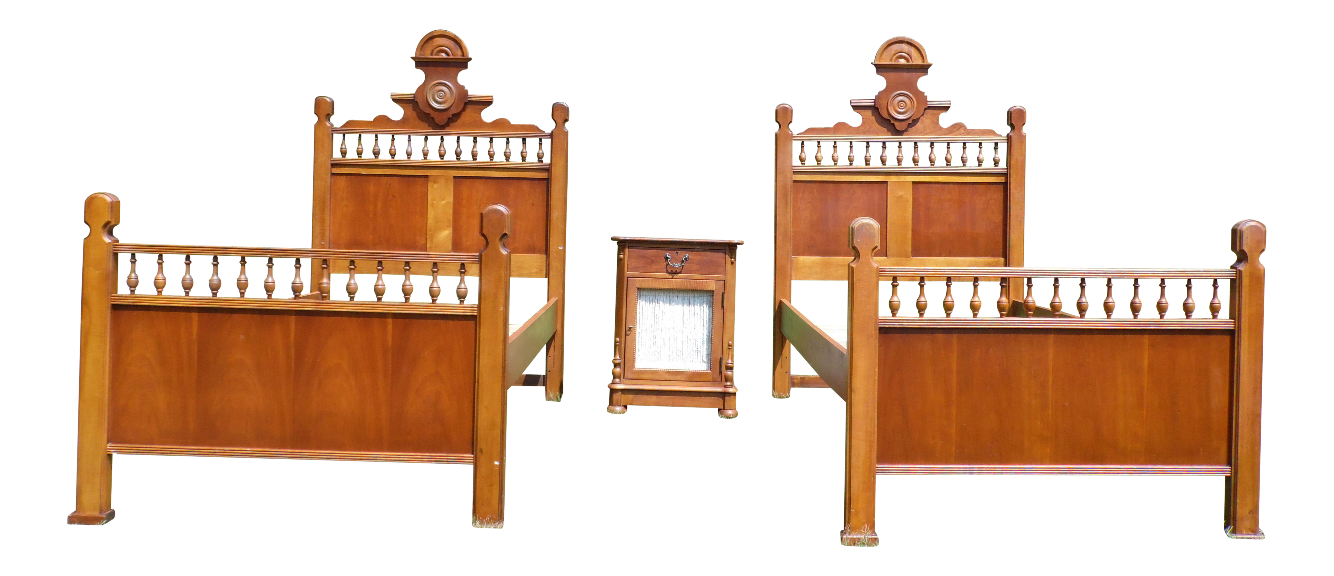 Vintage Lexington Betsy Cameron Victorian Bedroom Set Pair Twin Beds Nightstand