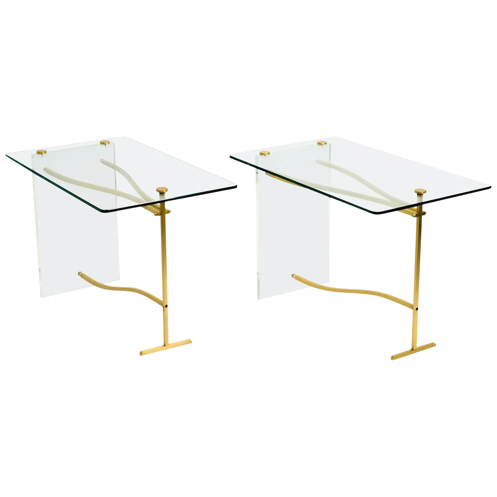 Lucite and Brass Glass Top Side Tables Chairish