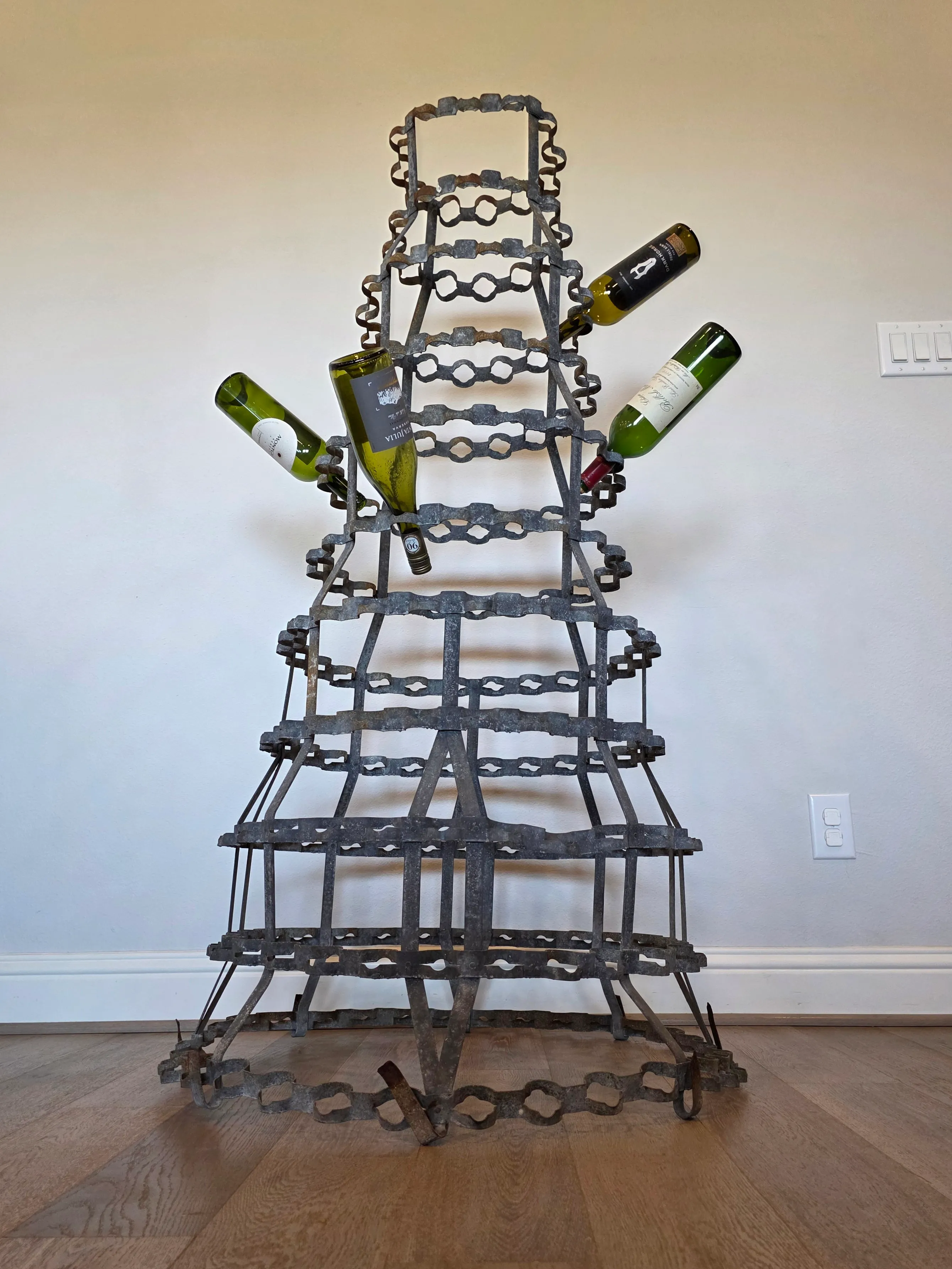 Monumental French Vineyard Industrial Metal Wine Bottle Drying