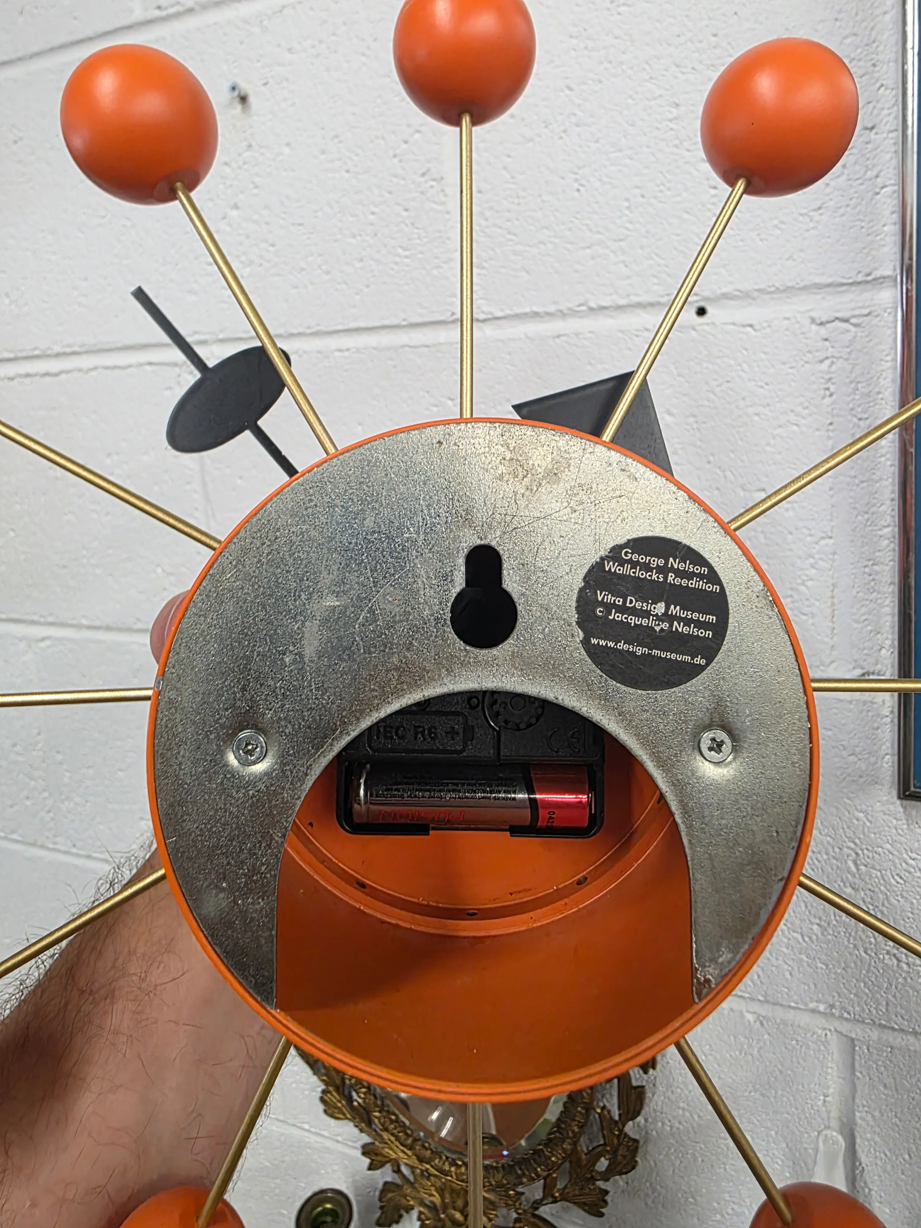 1990s George Nelson Orange Ball Wall Clock by Vitra