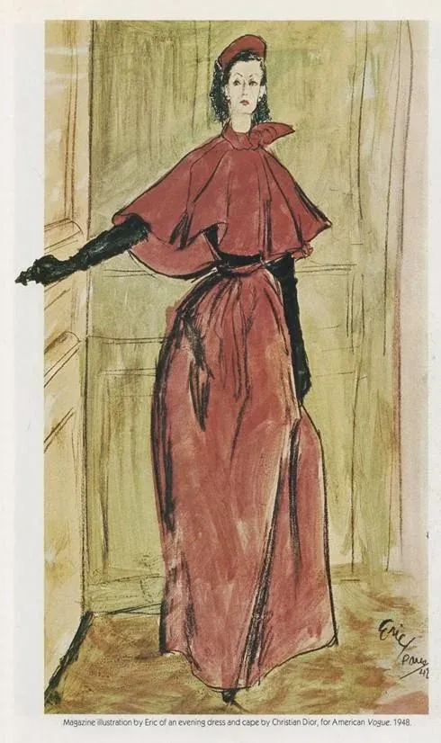 1948 Rare Find--Mid-Century Christian Dior Fashion Print, Matted