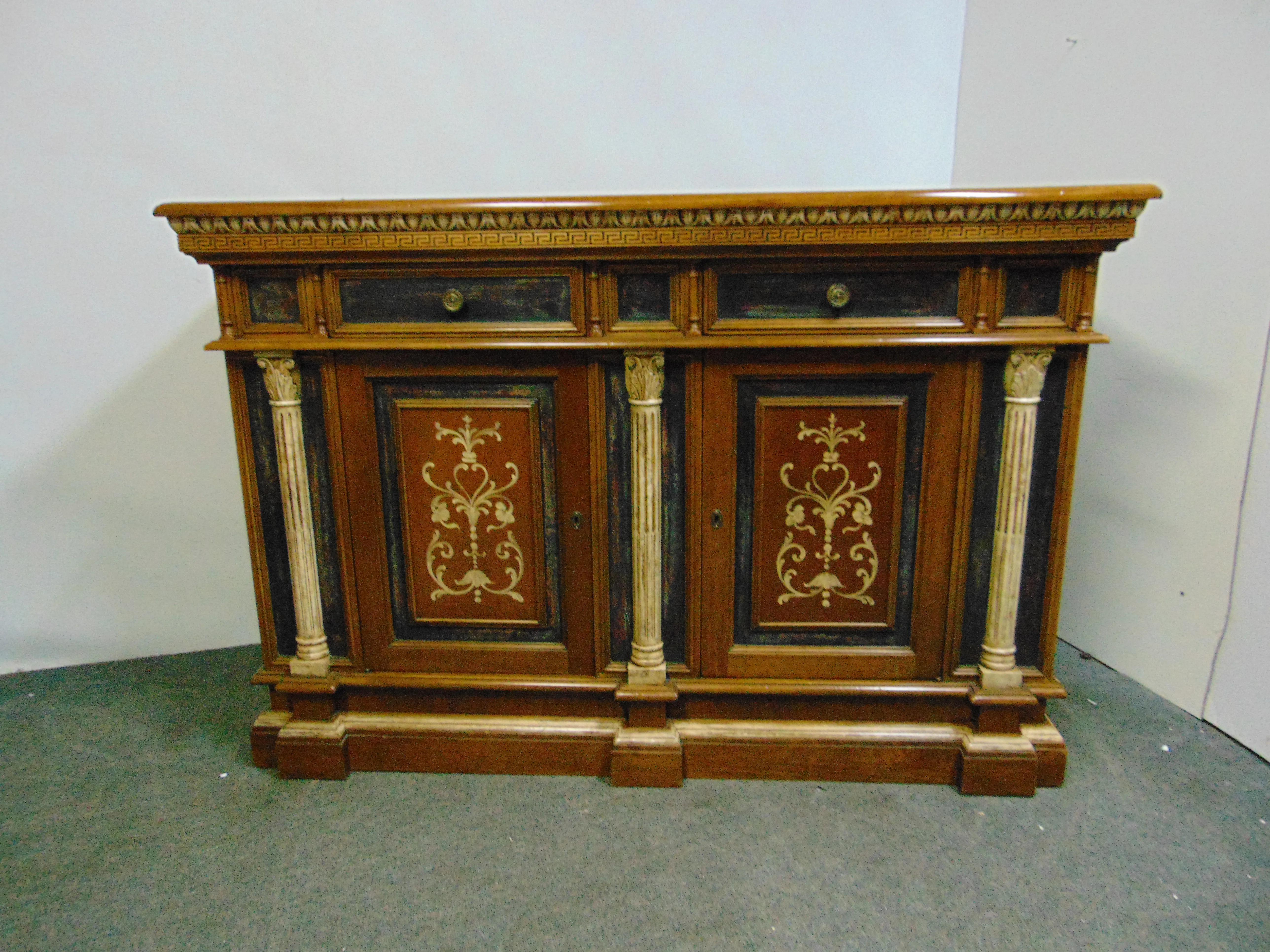 Turazza Italian Cherry Decorated Sideboard | Chairish