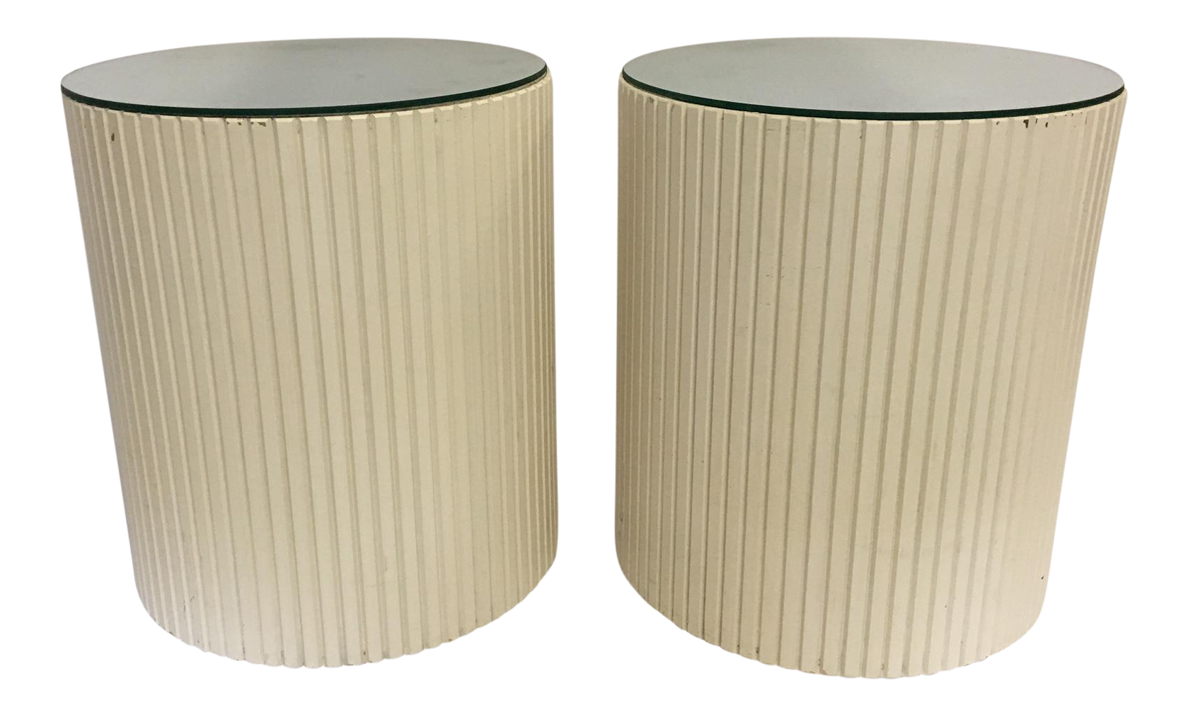 Mirrored Barrel Cylinder Drum Side Tables A Pair Chairish