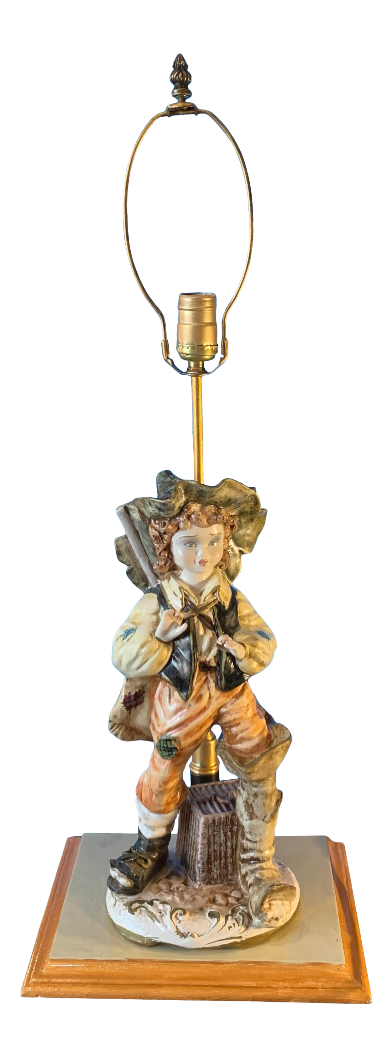 Capodimonte Porcelain Ragamuffin Boy Figural Table Lamp Chairish