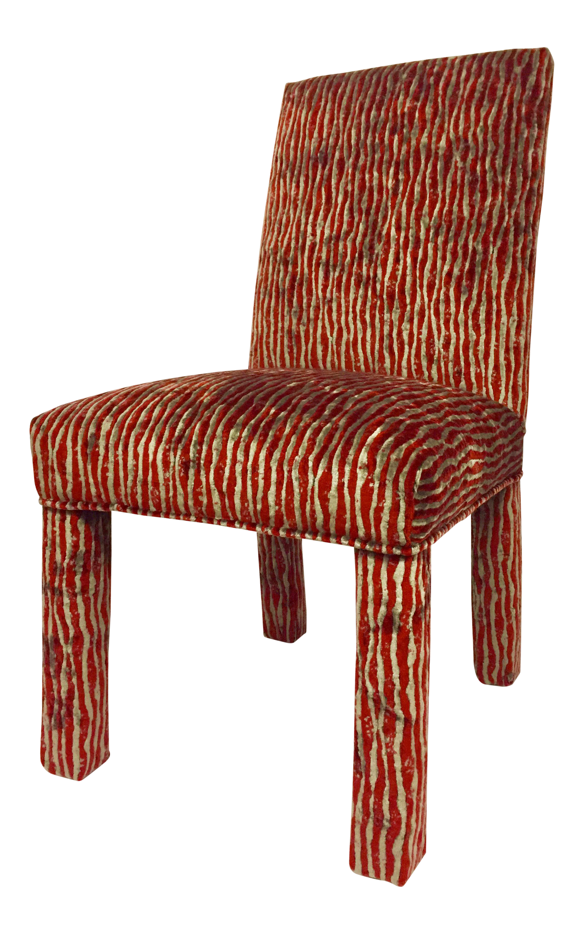 1980s Vintage Maximalist Red And Grey Velvet Animal Print Parsons