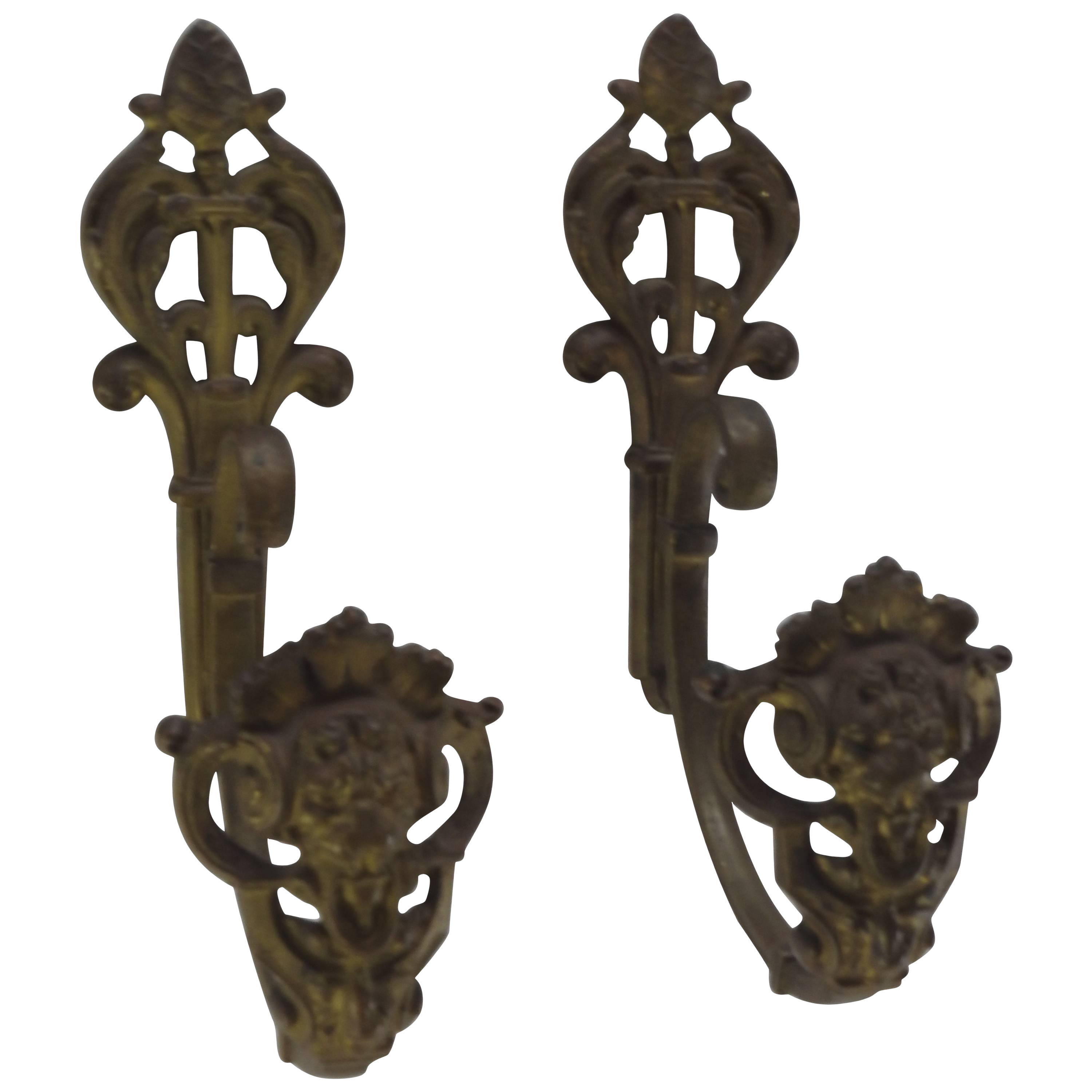 French Bronze Curtain Tie Back Hooks With Faces Chairish