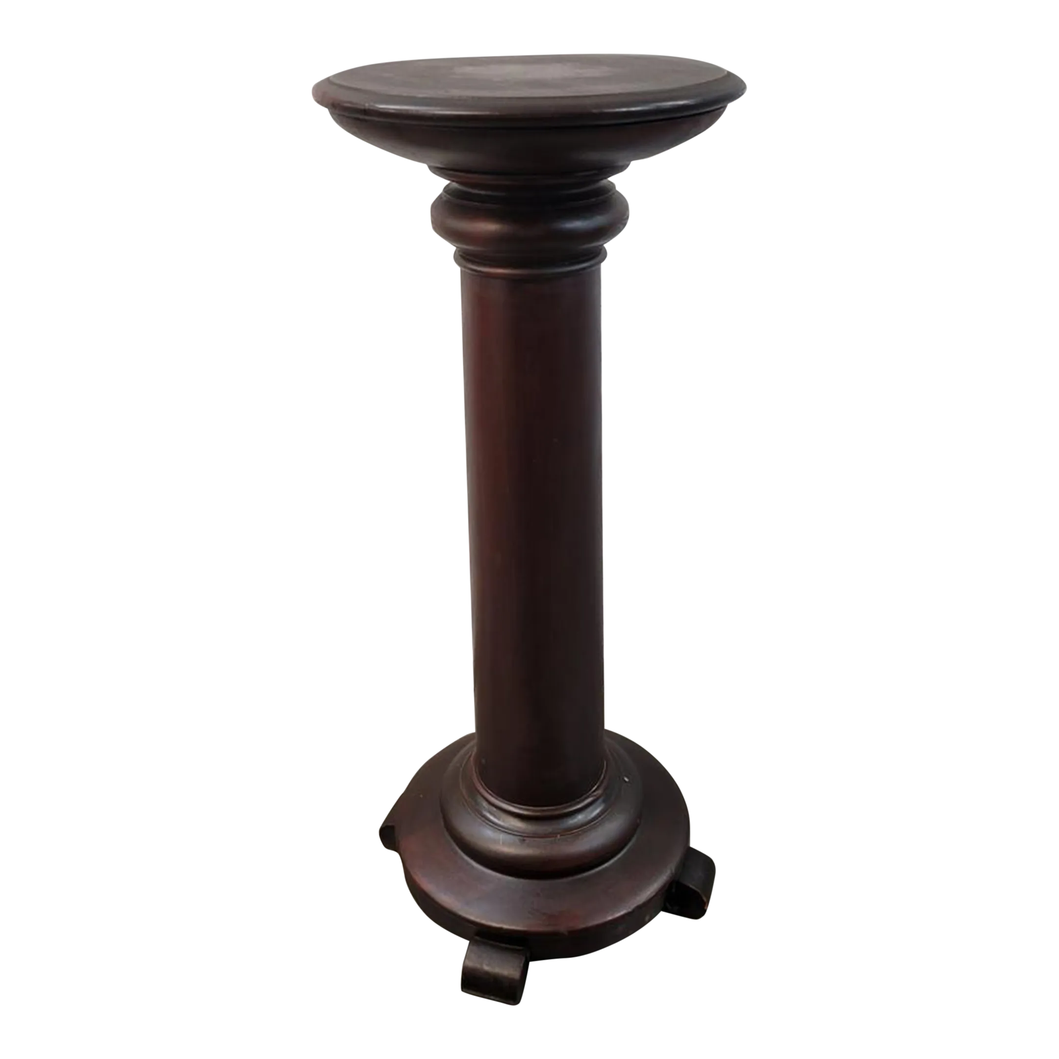 Antique American Mahogany Wood Column Pedestal Display Plant Stand