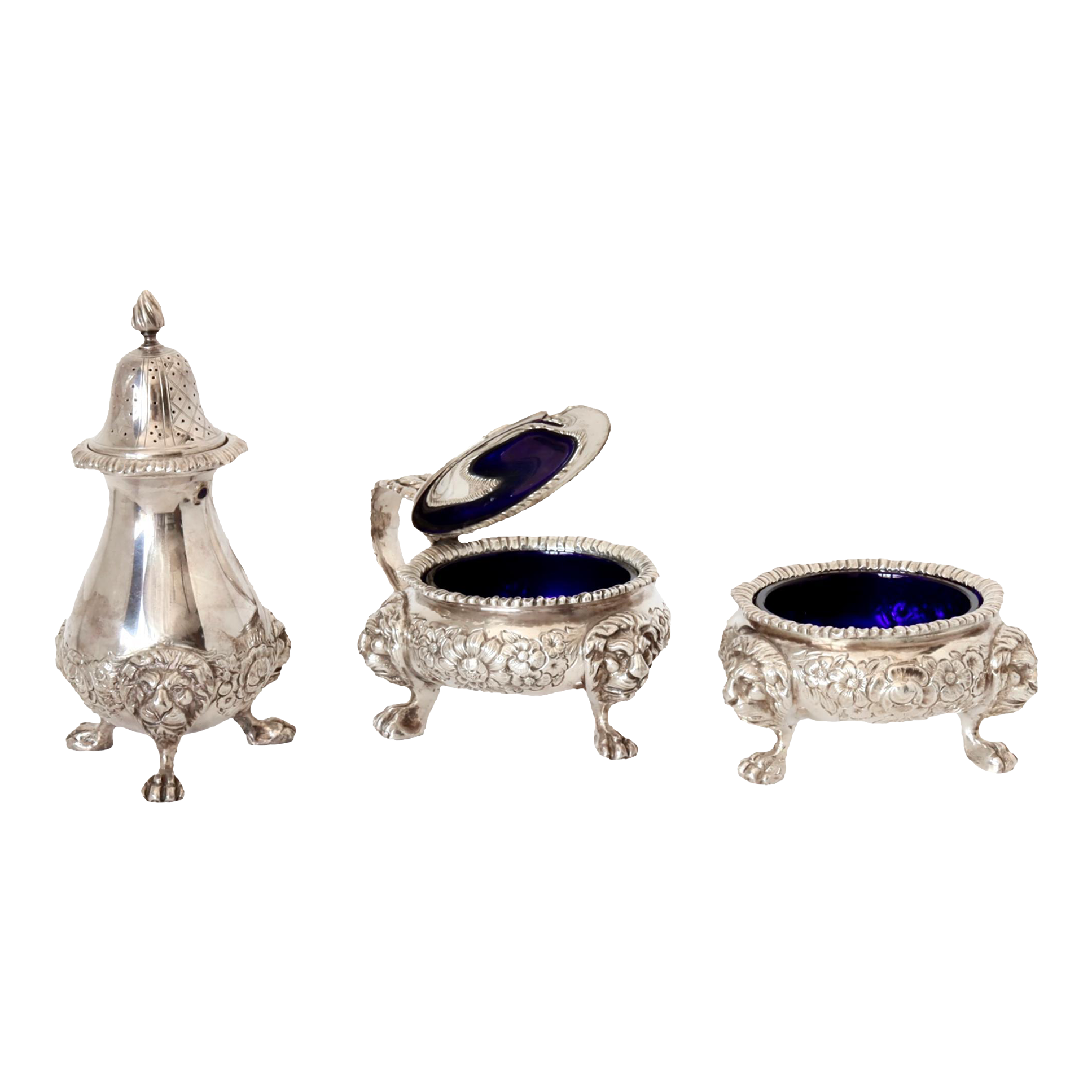 Heavy English Salt / Pepper / Mustard Cruets, 3 Pieces Chairish